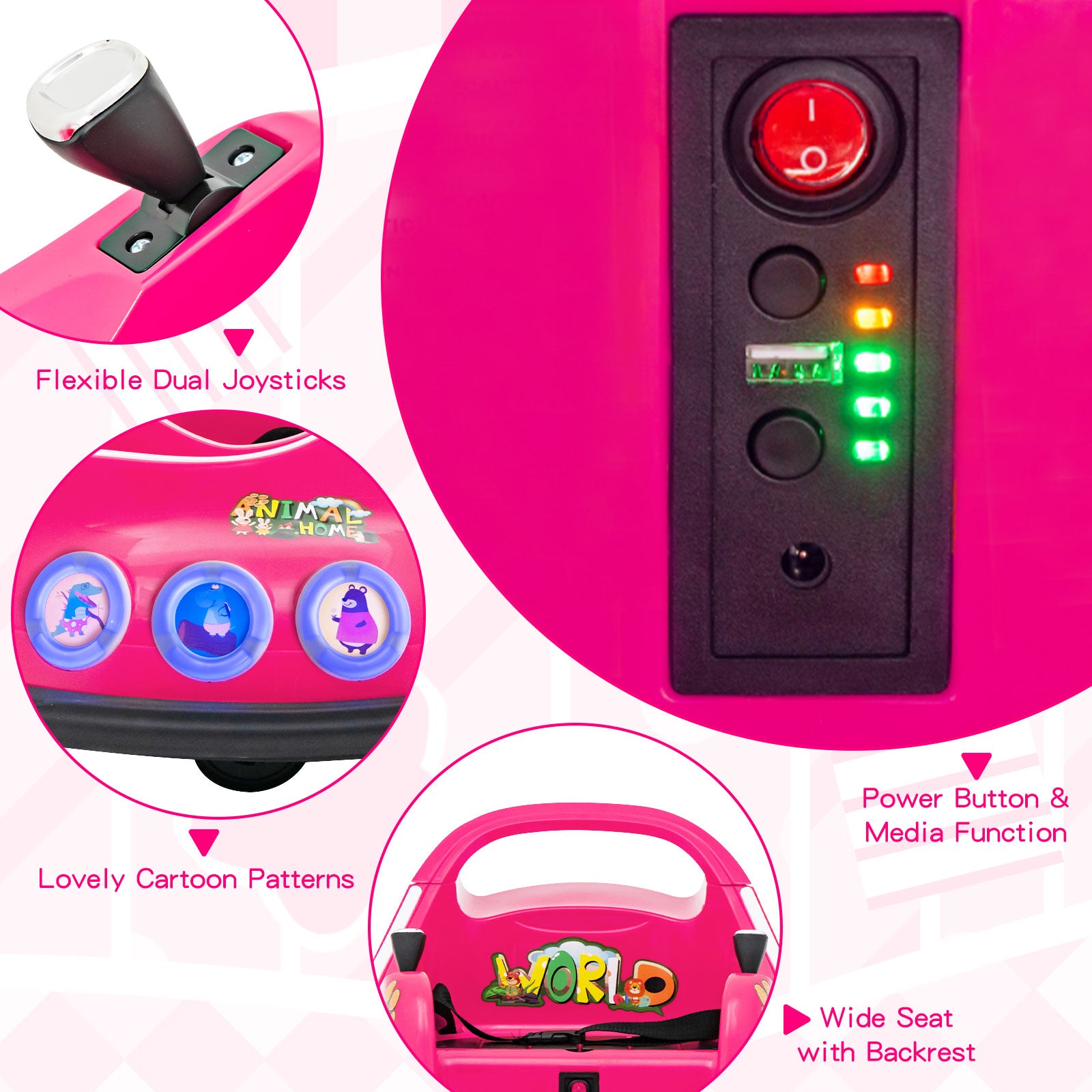 Electric Bumper Car with 360¬∞ Spin and Remote Control for Toddlers and Babies-Pink