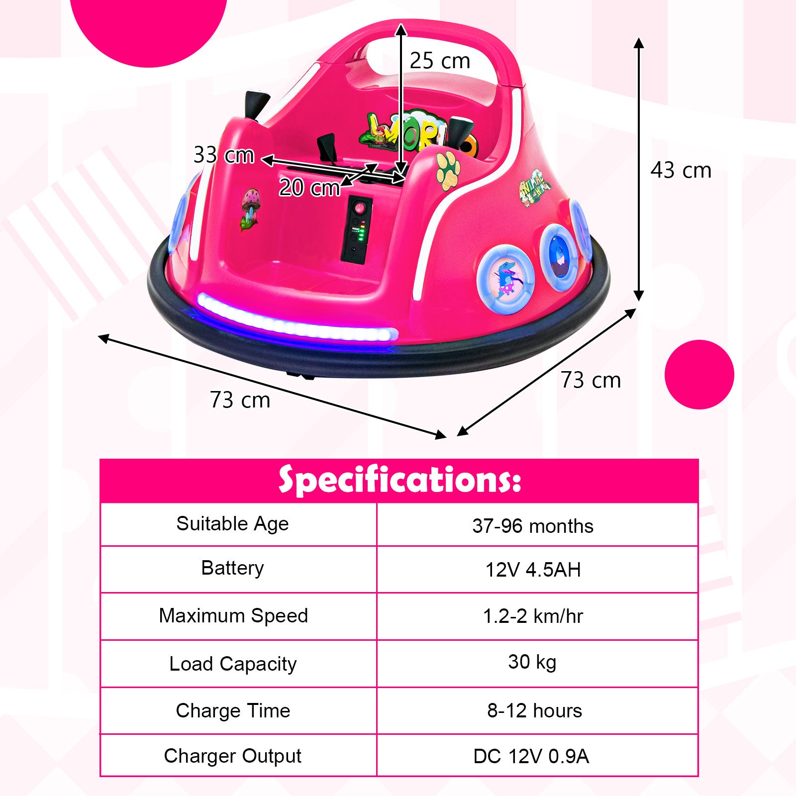 Electric Bumper Car with 360¬∞ Spin and Remote Control for Toddlers and Babies-Pink