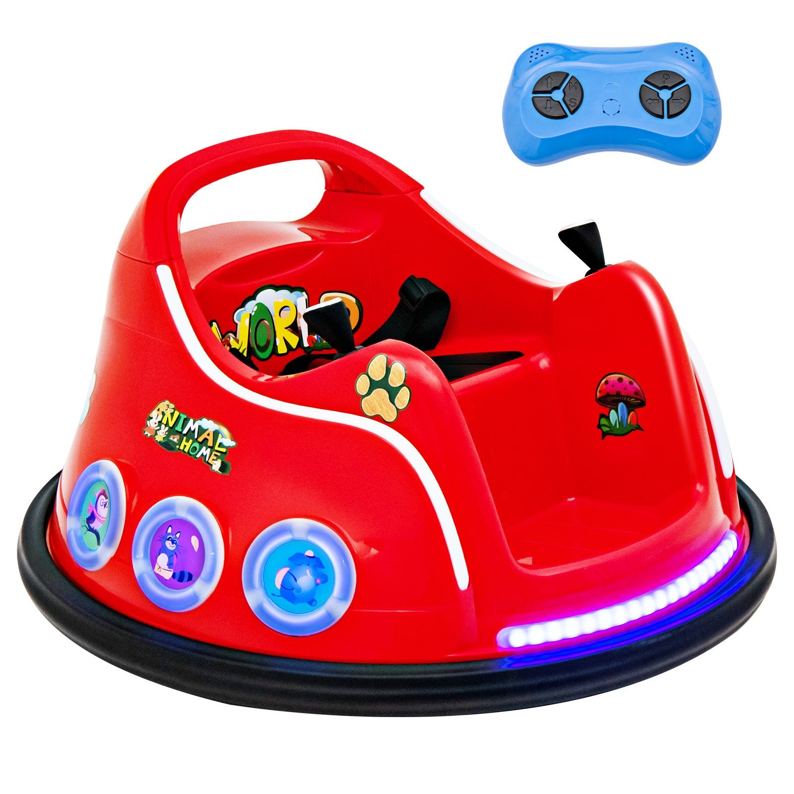 Electric Bumper Car with 360¬∞ Spin and Remote Control for Toddlers and Babies-Red