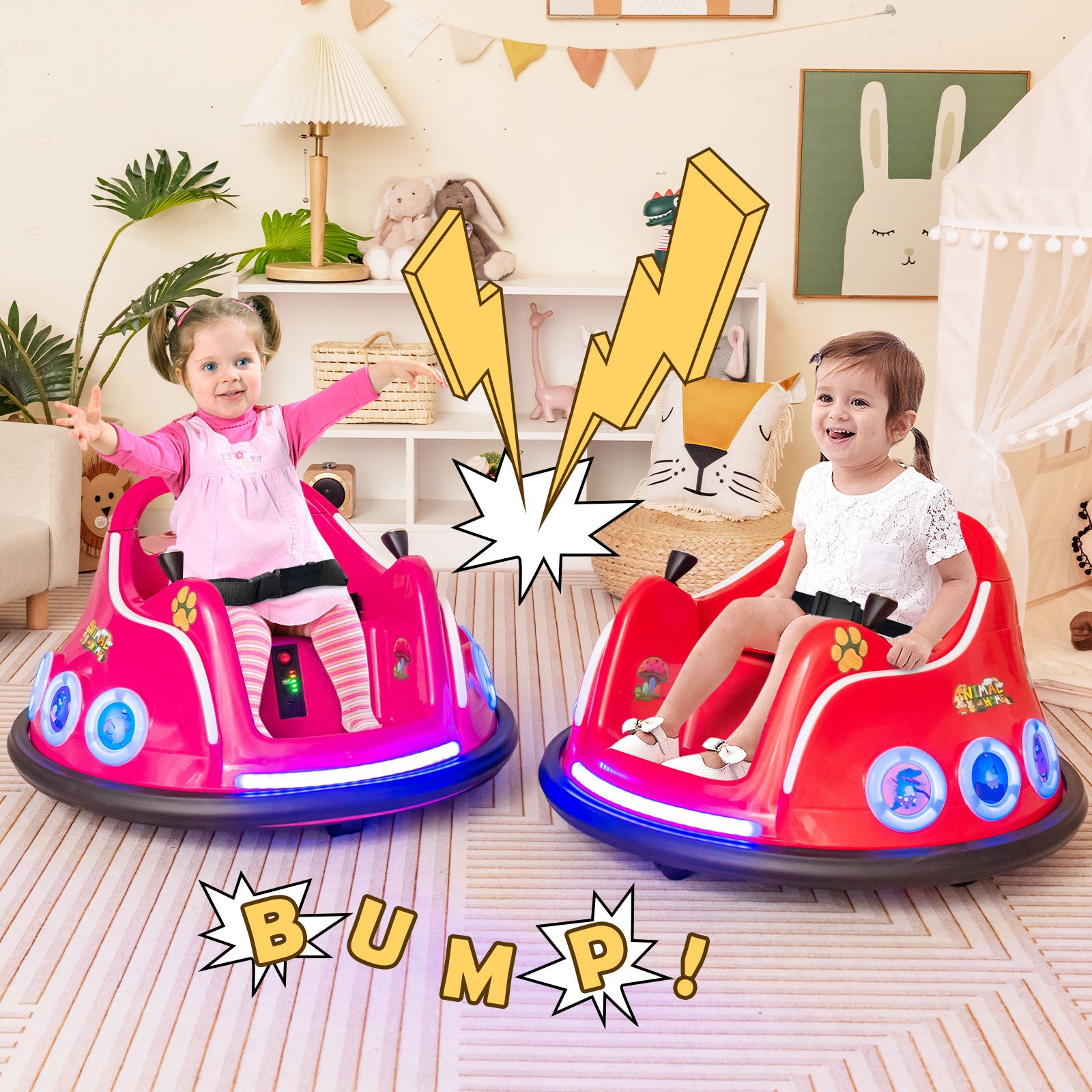Electric Bumper Car with 360¬∞ Spin and Remote Control for Toddlers and Babies-Red