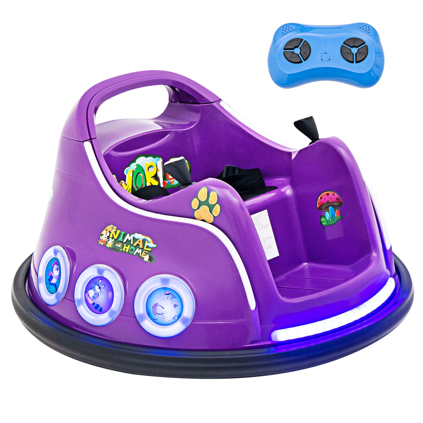 Electric Bumper Car with 360¬∞ Spin and Remote Control for Toddlers and Babies-Purple