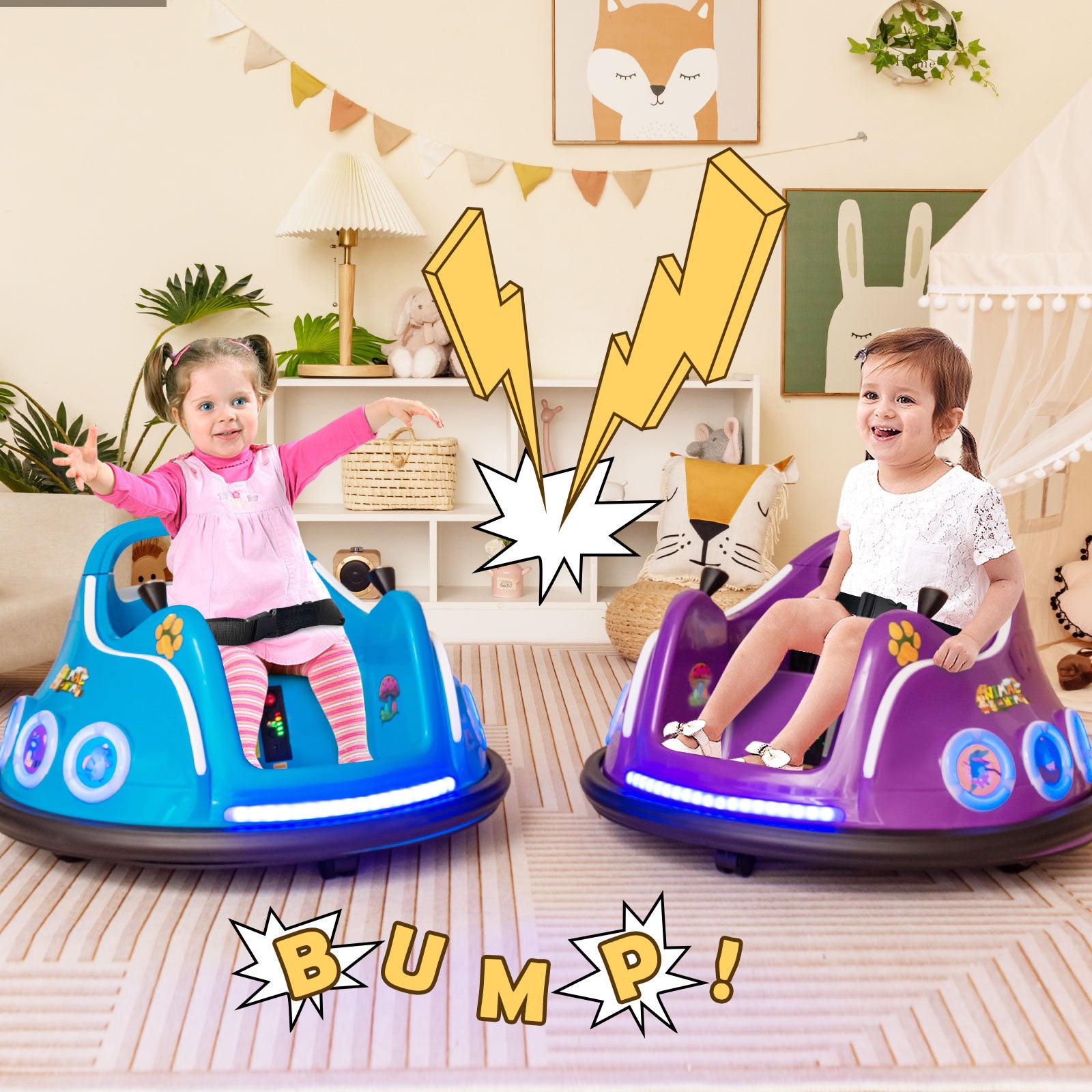 Electric Bumper Car with 360¬∞ Spin and Remote Control for Toddlers and Babies-Purple