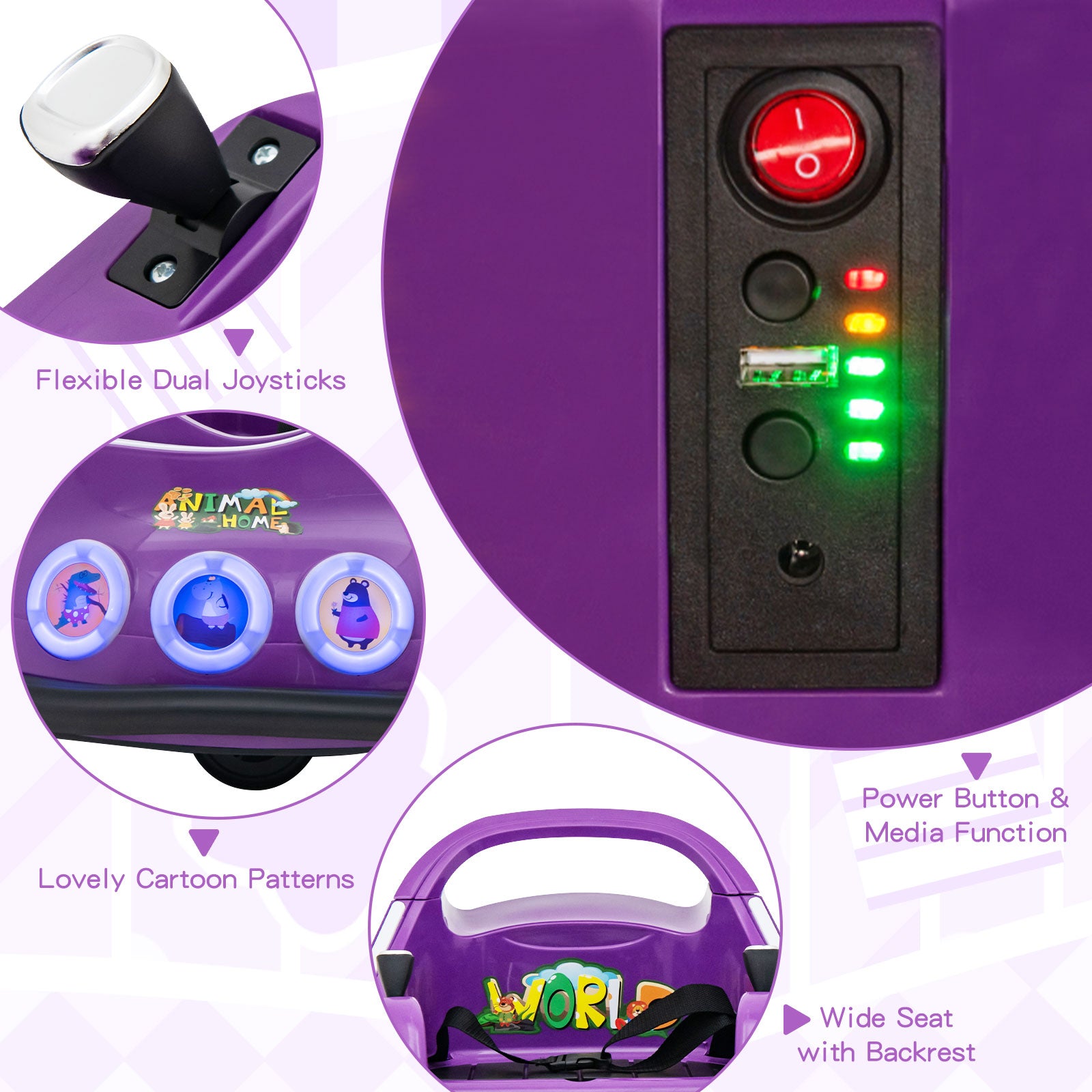 Electric Bumper Car with 360¬∞ Spin and Remote Control for Toddlers and Babies-Purple