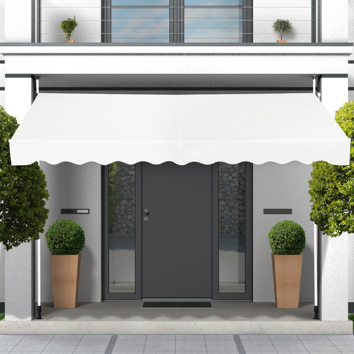 Telescopic Awning Sun Shade Retractable Canopy Sun Shelter for Window Balcony Garden-Beige