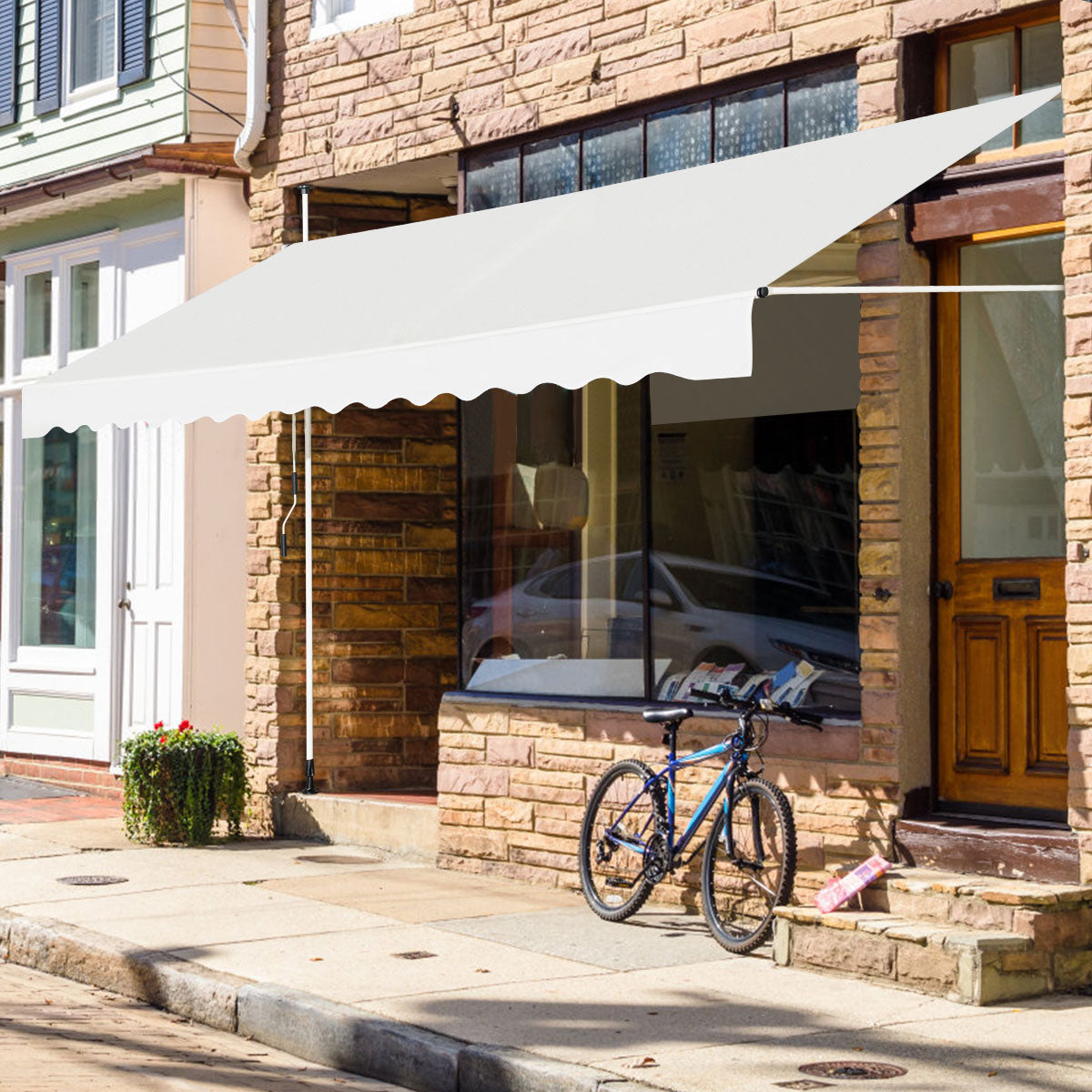 Telescopic Awning Sun Shade Retractable Canopy Sun Shelter for Window Balcony Garden-Beige