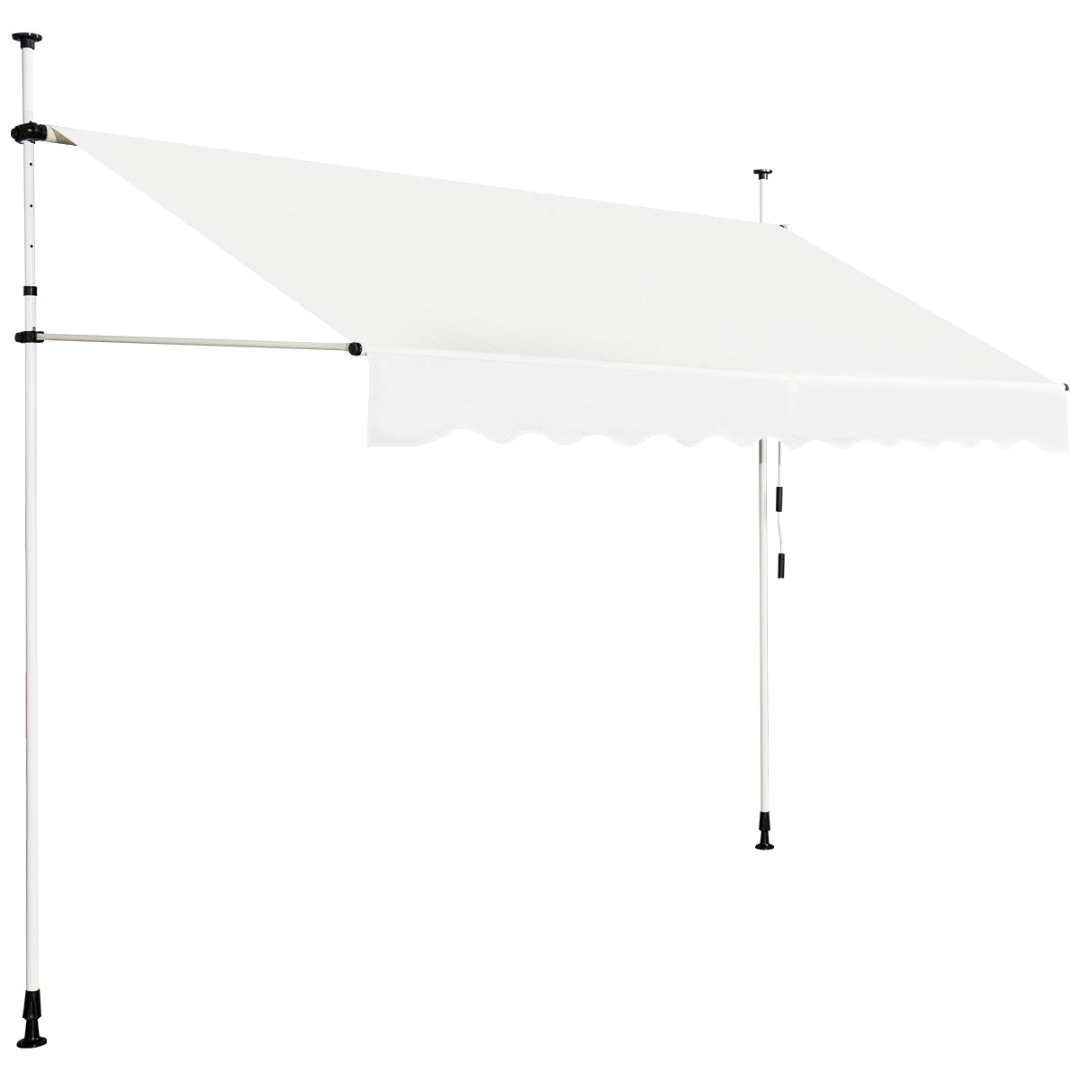 Telescopic Awning Sun Shade Retractable Canopy Sun Shelter for Window Balcony Garden-Beige