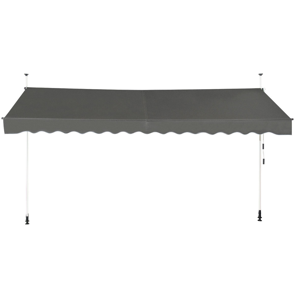 Telescopic Awning Sun Shade with Manual Crank Handle-Grey