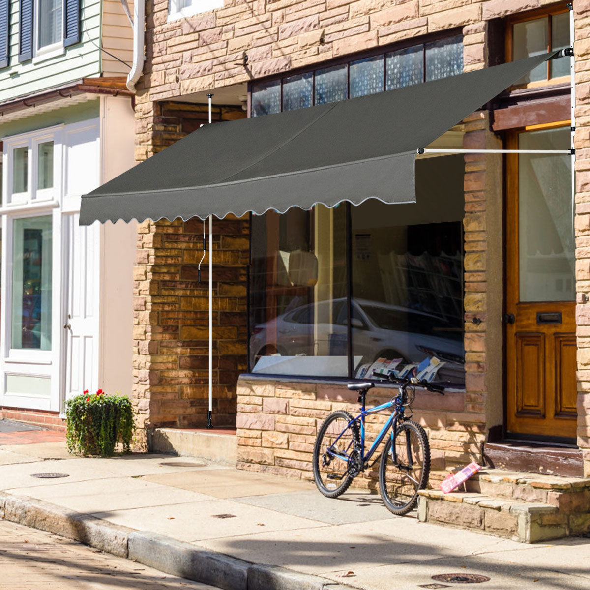 Telescopic Awning Sun Shade Retractable Canopy Sun Shelter for Window Balcony Garden-Grey