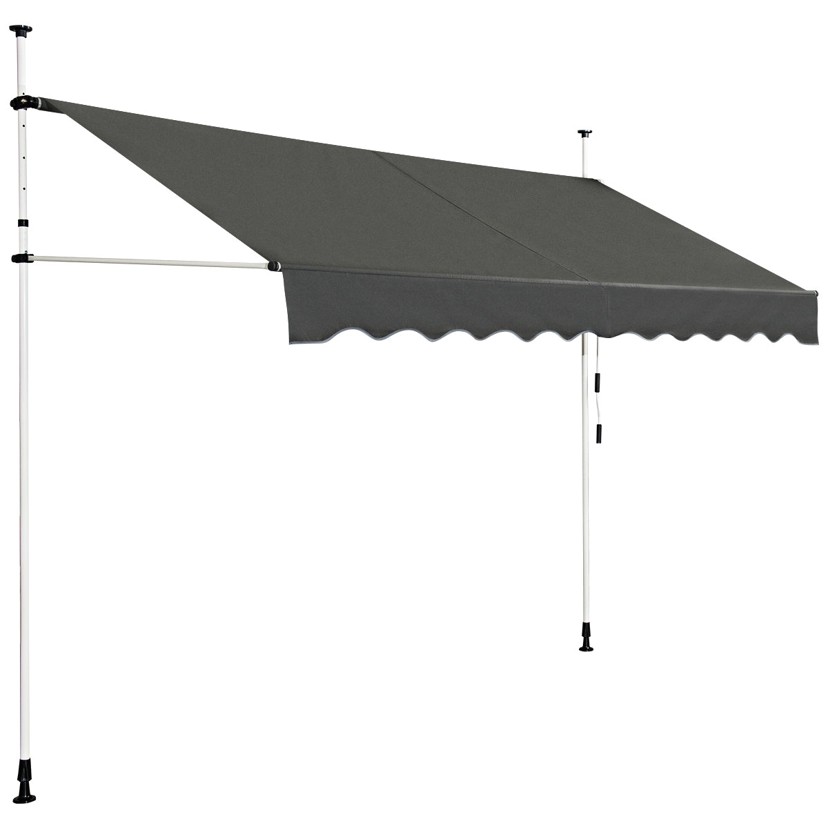Telescopic Awning Sun Shade Retractable Canopy Sun Shelter for Window Balcony Garden-Grey
