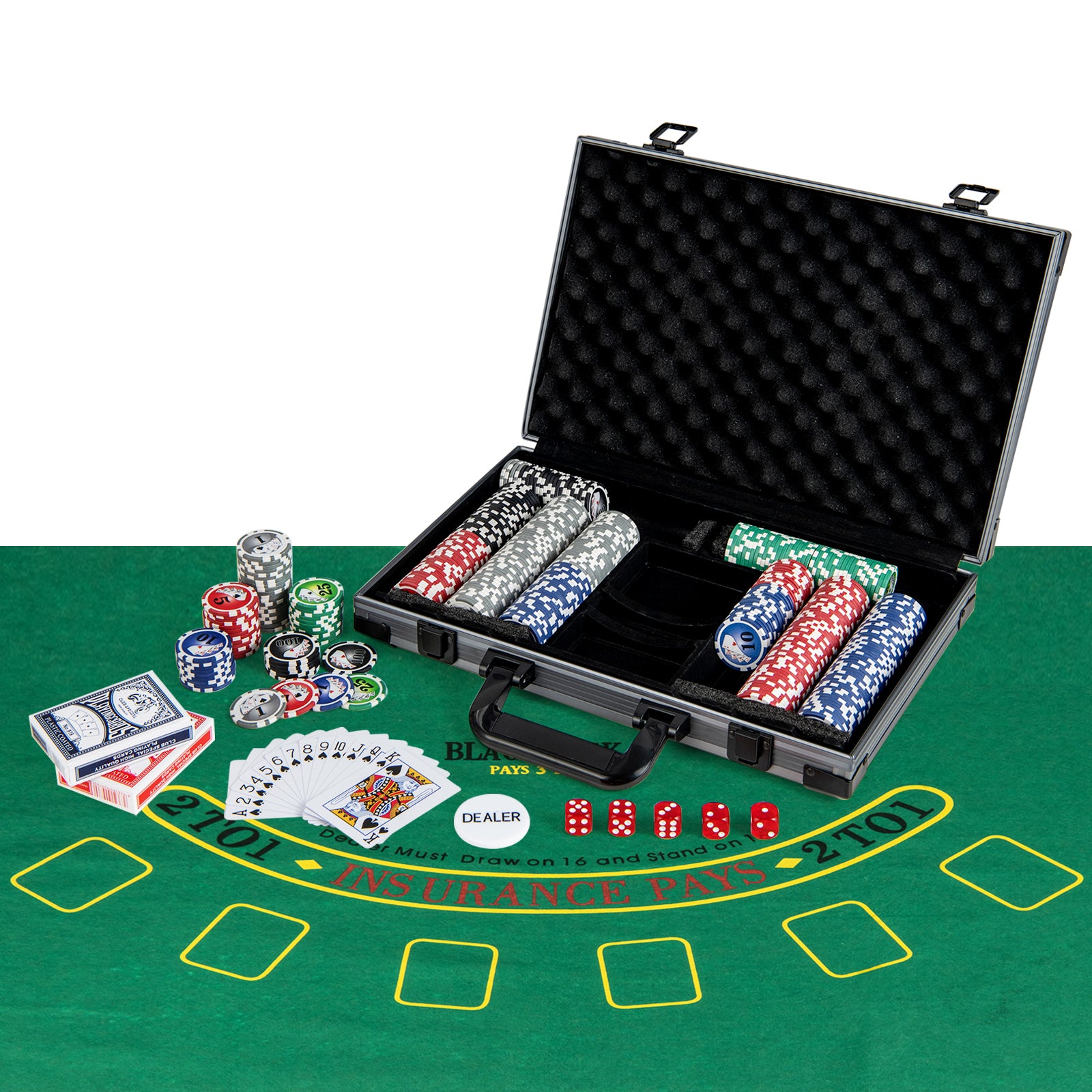 Texas Holdem Poker Chip Set Casino Poker Chips with 400 Pieces Chips-Black