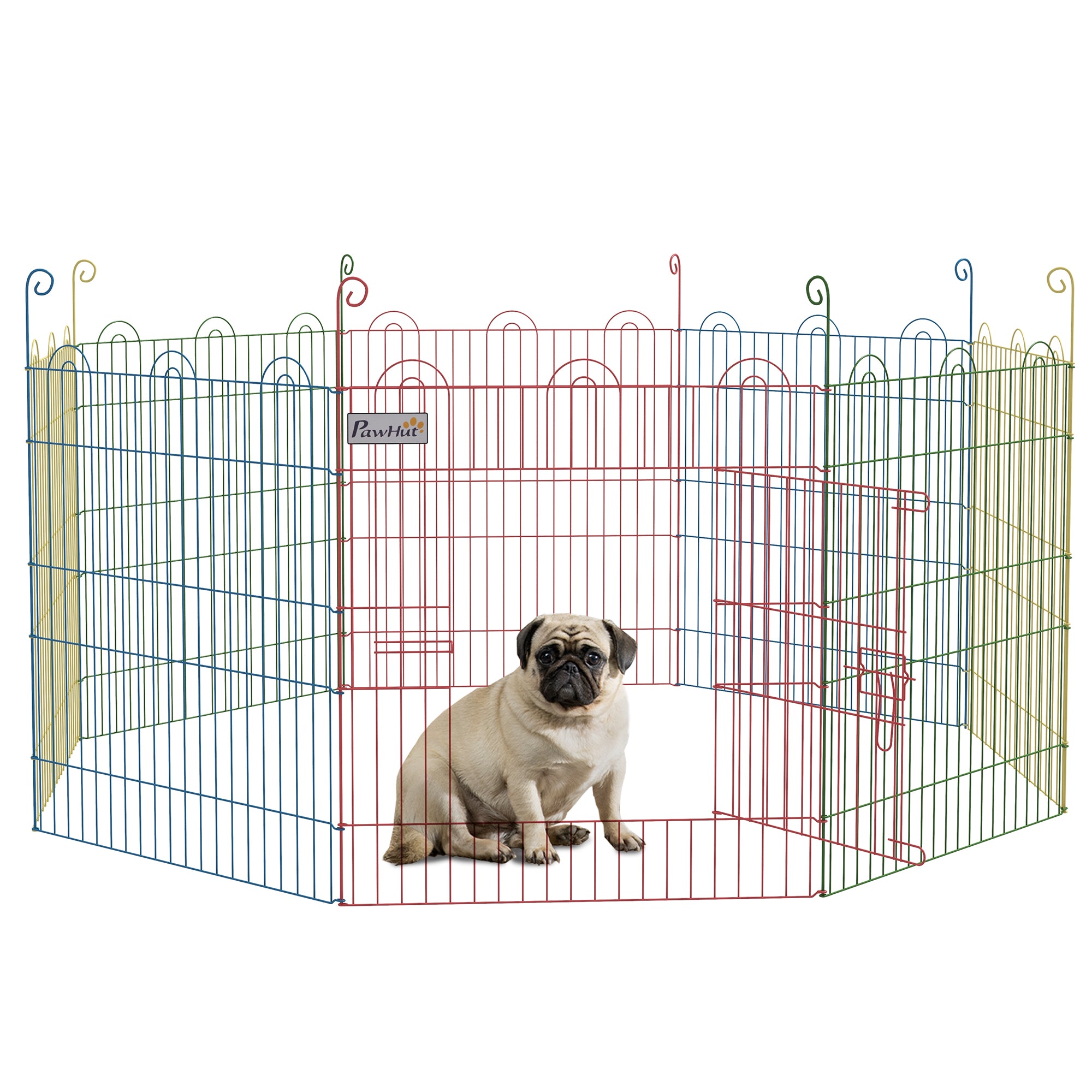 PawHut Pet Playpen Crate, with Eight Panels, Door, for Indoors and Outdoors, 60H x 156cm