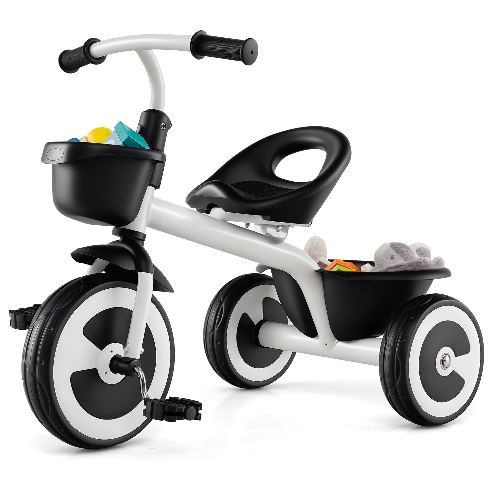 Toddler Tricycle Kids Trike with Adjustable Seat for 1.5-5 Years Old-White