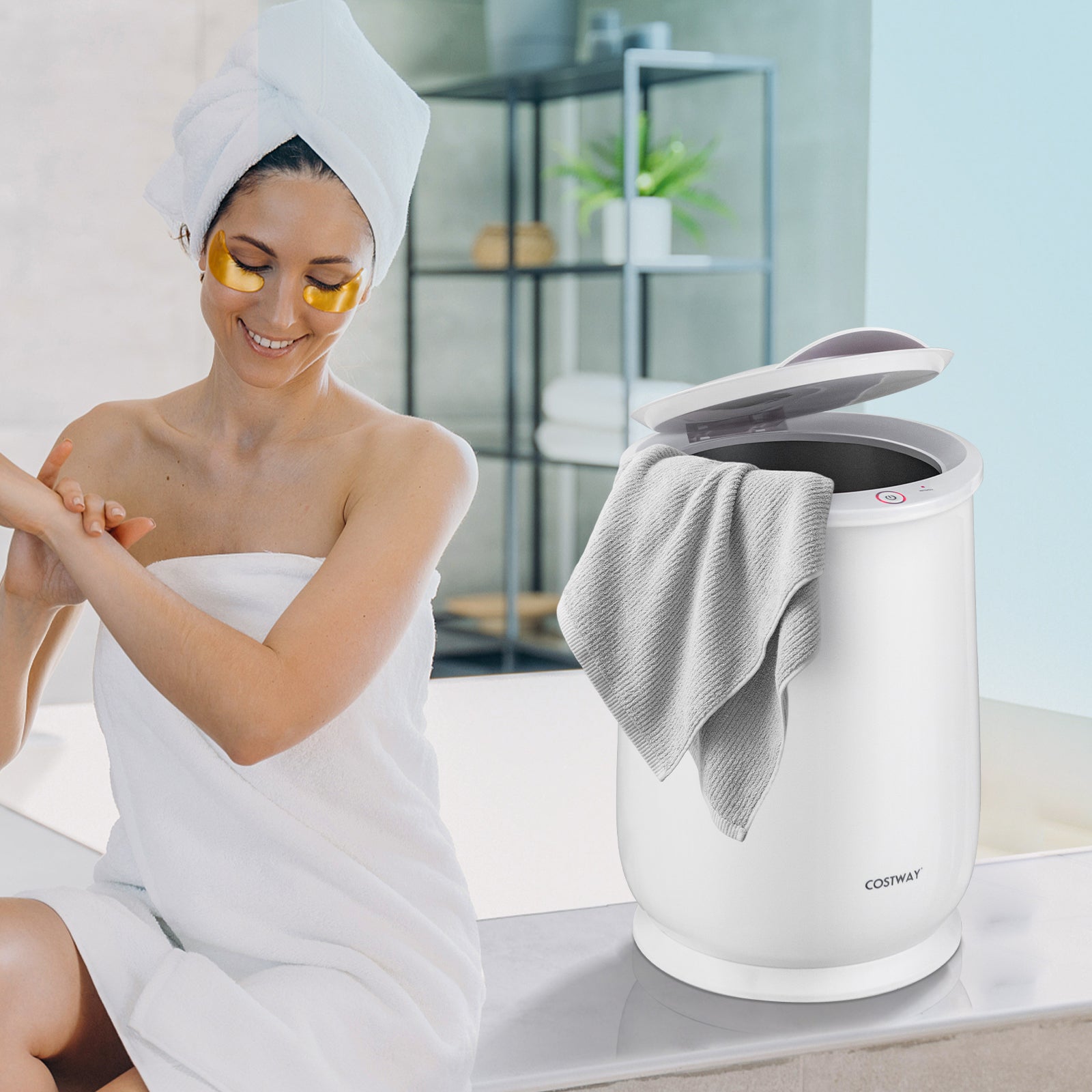 Towel Warmer Bucket Portable Spa Hot Towel Heater-White