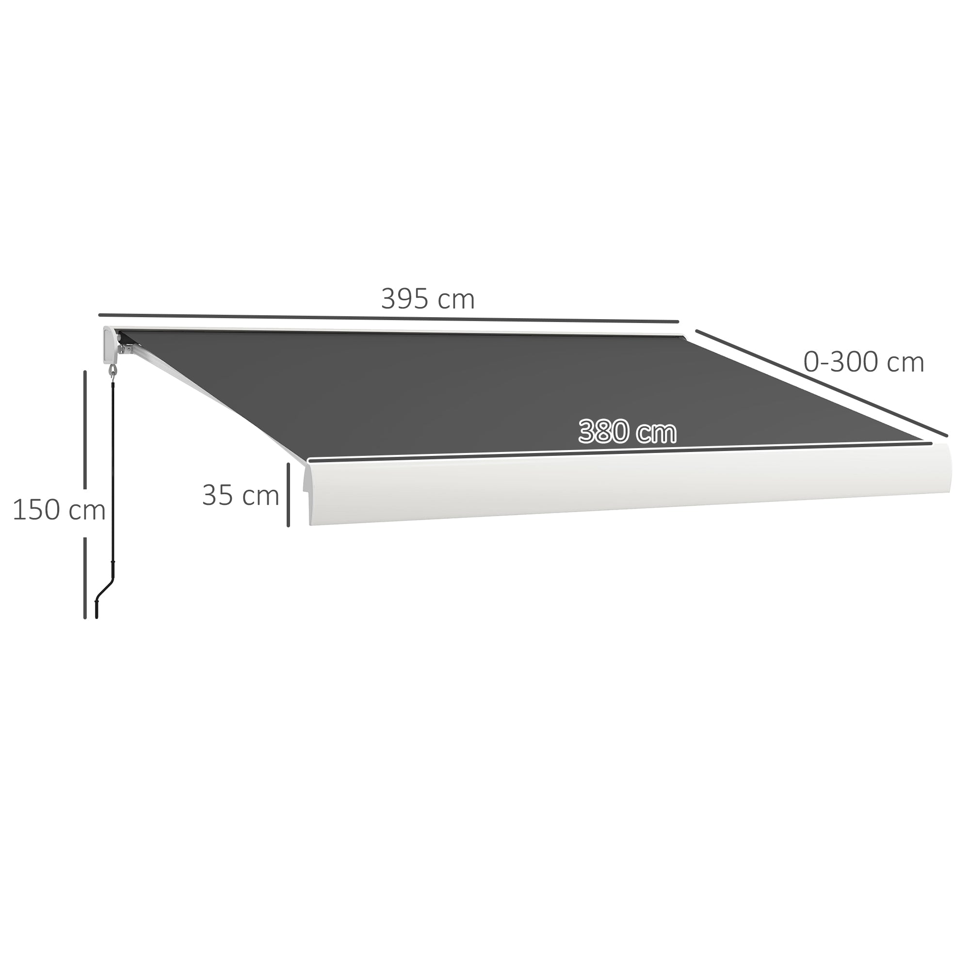 Outsunny 4 x 3(m) Electric Retractable Awning with Remote Controller, Aluminium Frame Sun Canopies for Patio Door Window