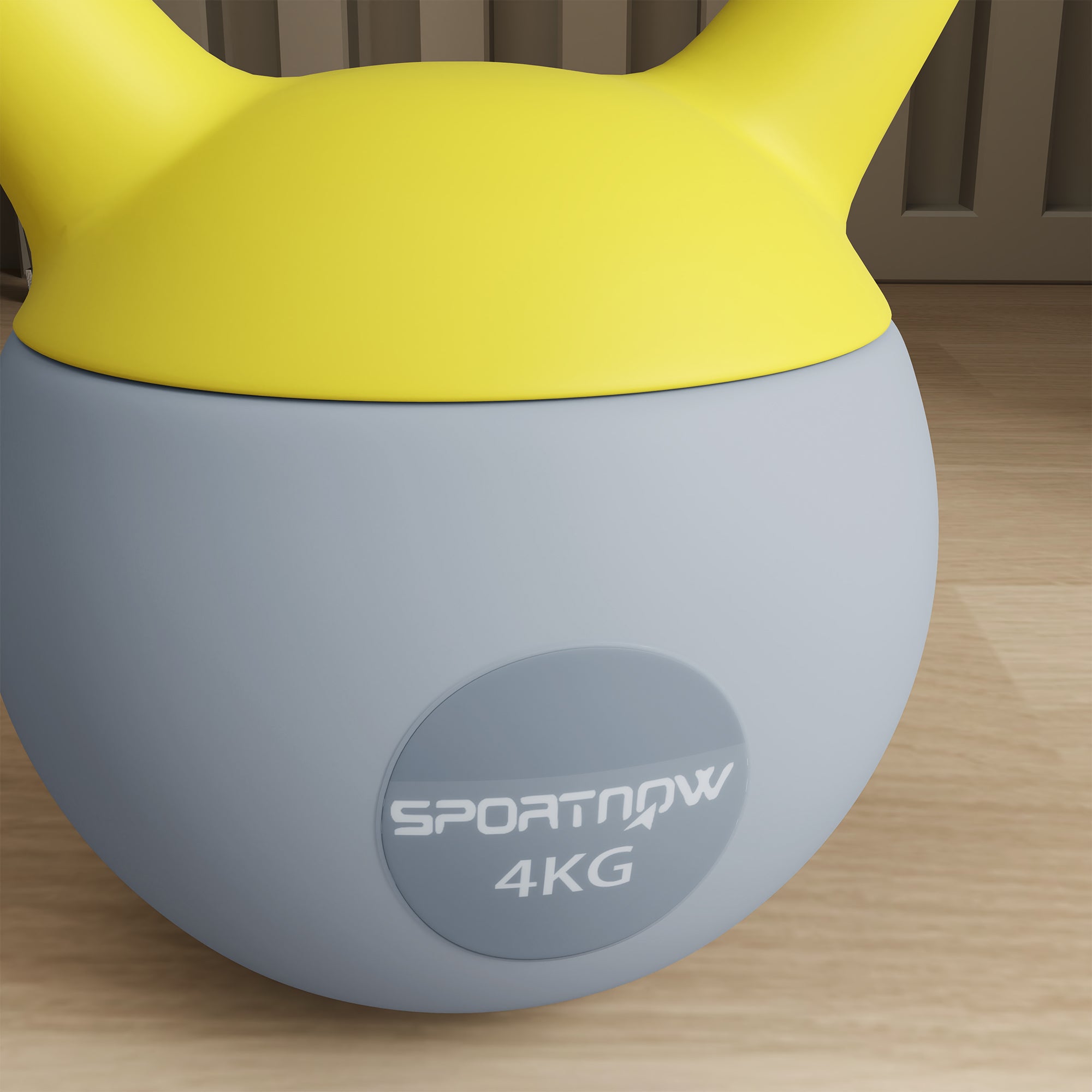 SPORTNOW 4KG Soft Kettlebell, Kettle Bell with Non-Slip Handle for Home Gym, Weight Lifting, Strength Training, Yellow/Grey