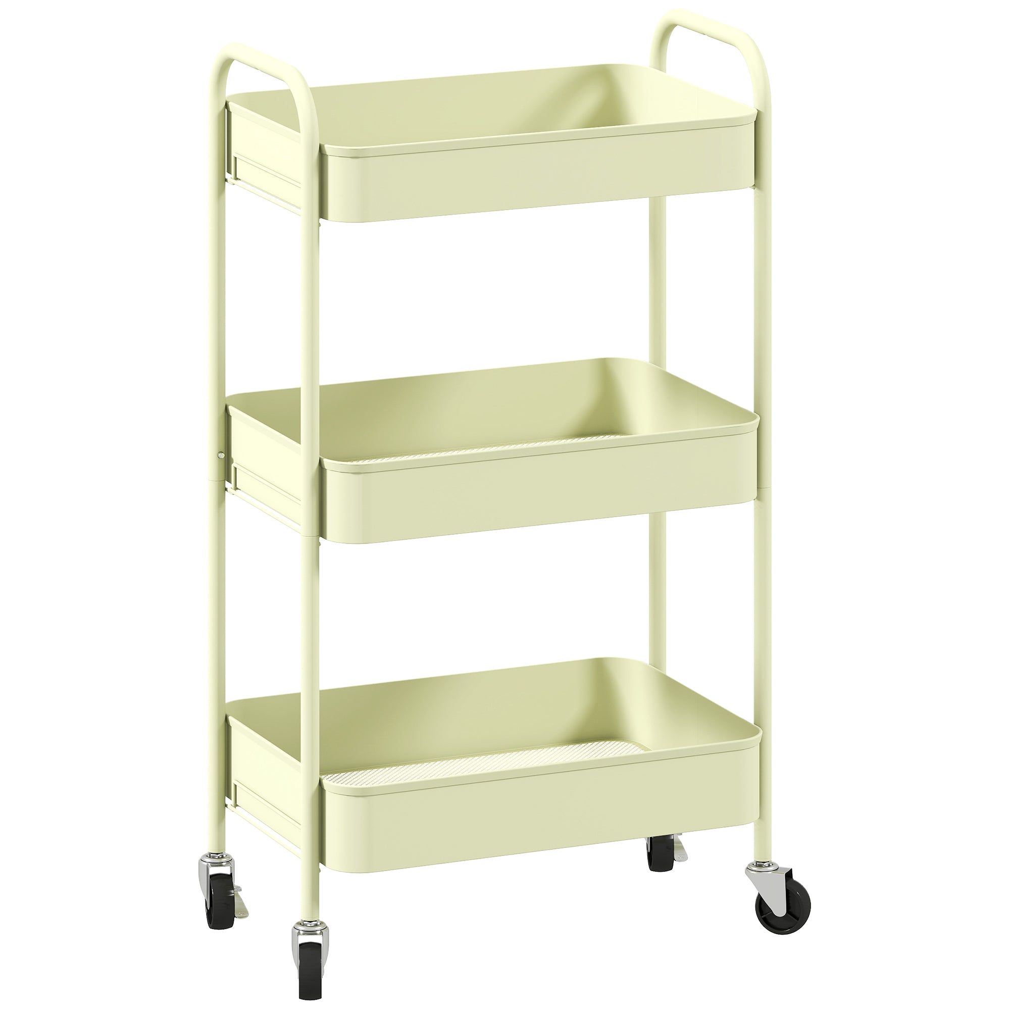 HOMCOM Three-Tier Steel Storage Trolley - Green