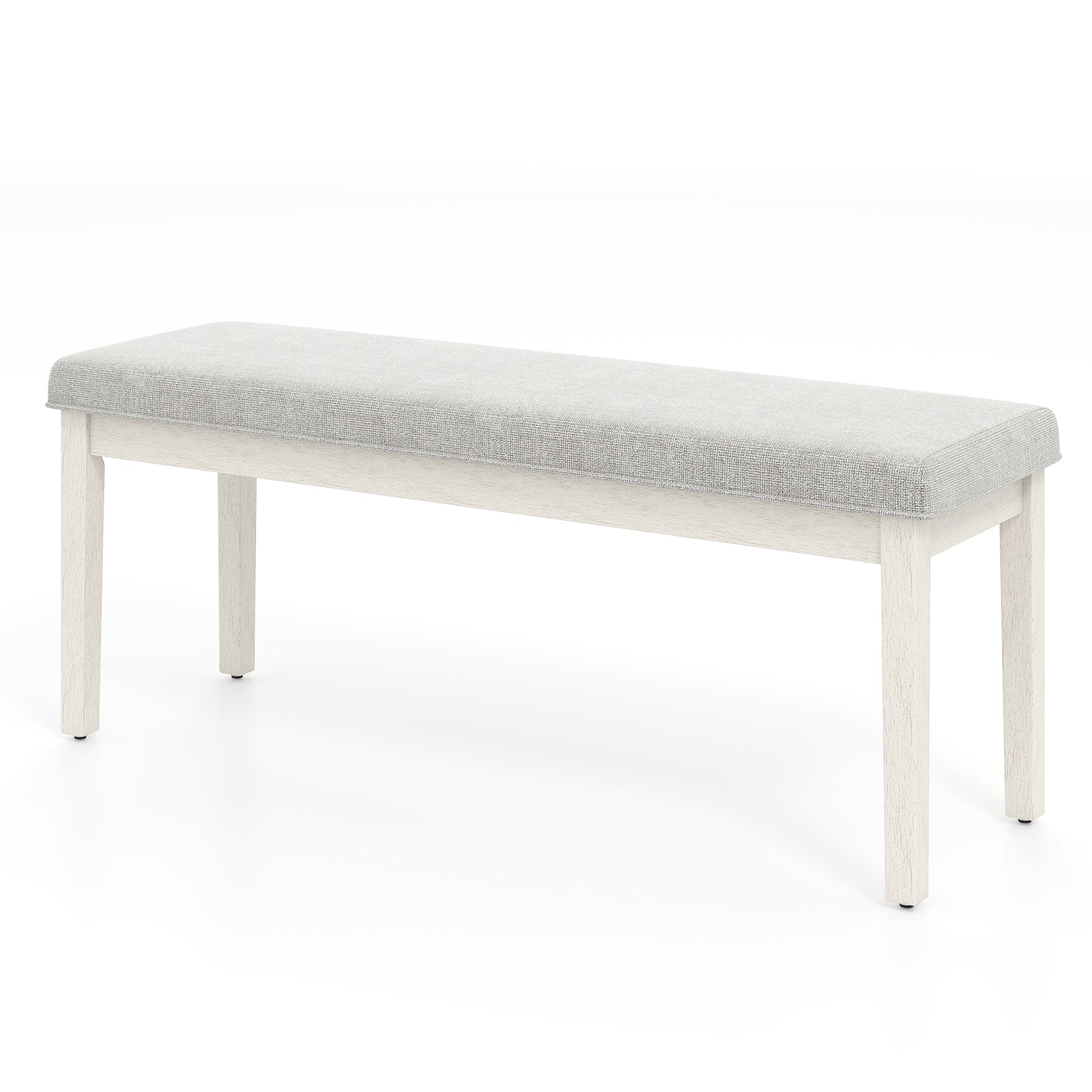 Upholstered Dining Bench Shoe Bench with Rubber Wood Legs and 300 KG Max Load-Light Grey