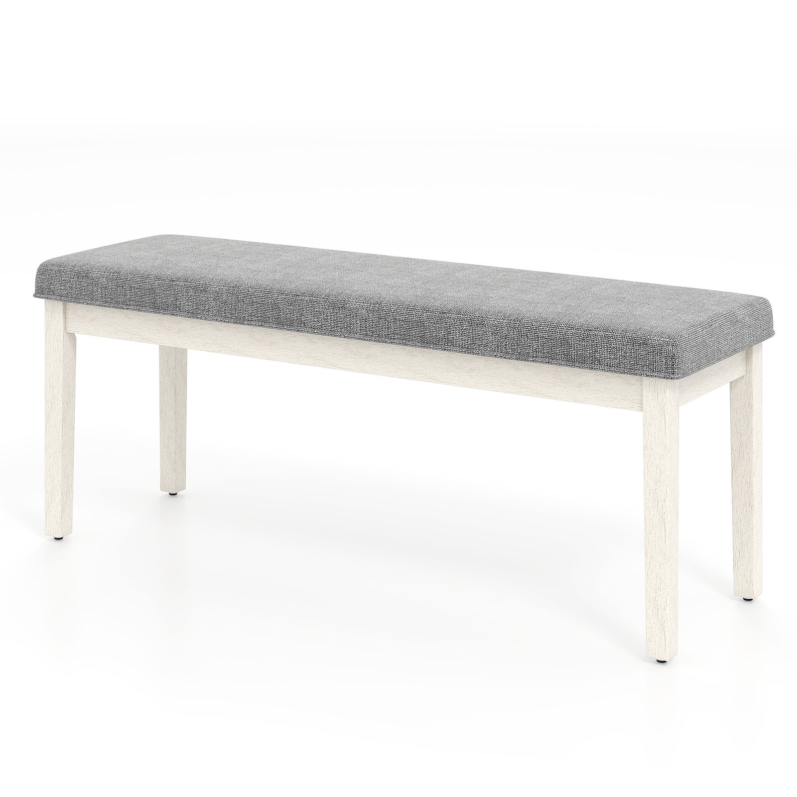 Upholstered Dining Bench Shoe Bench with Rubber Wood Legs and 300 KG Max Load-Dark Grey