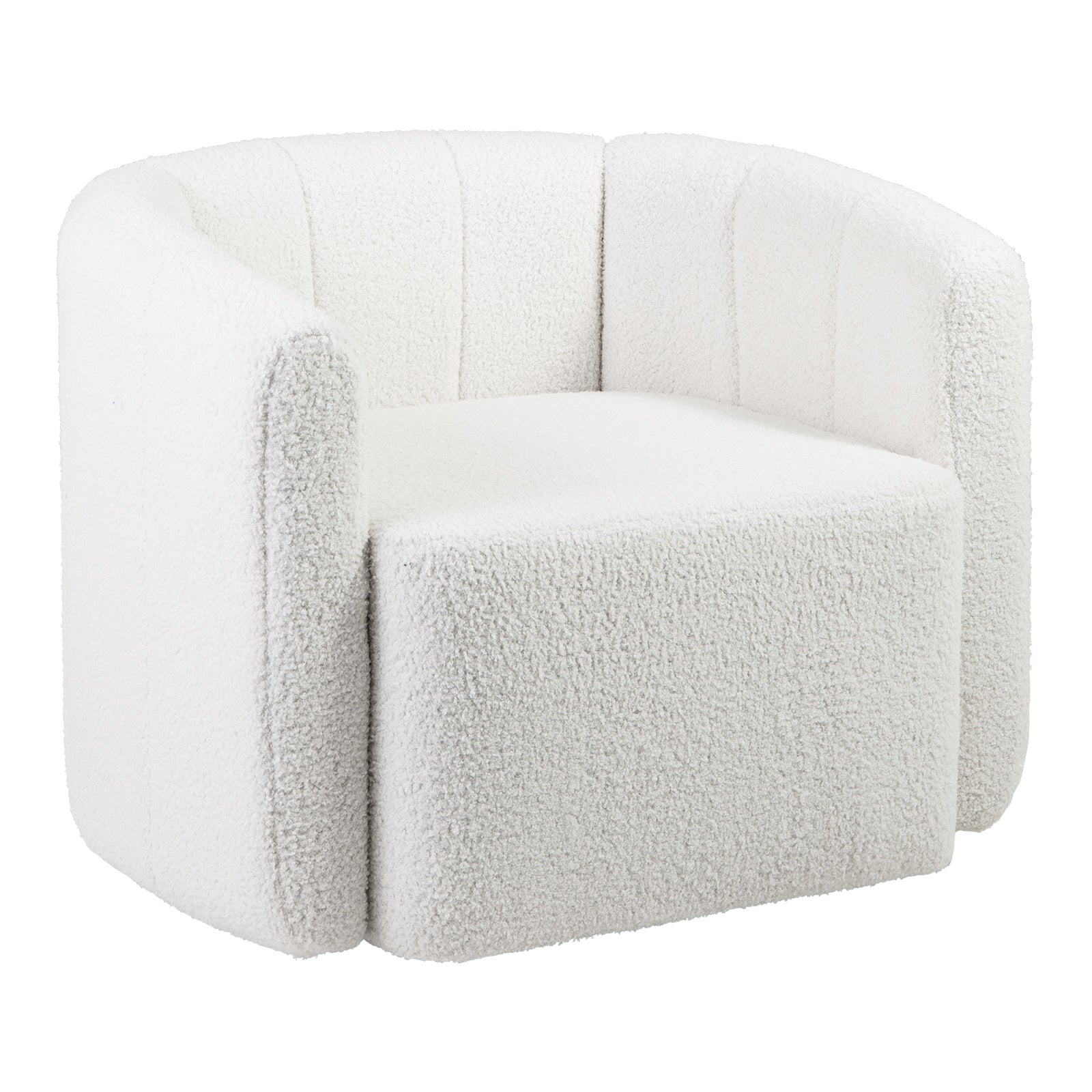 Upholstered Swivel Barrel Chair with Backrest and Armrests-White