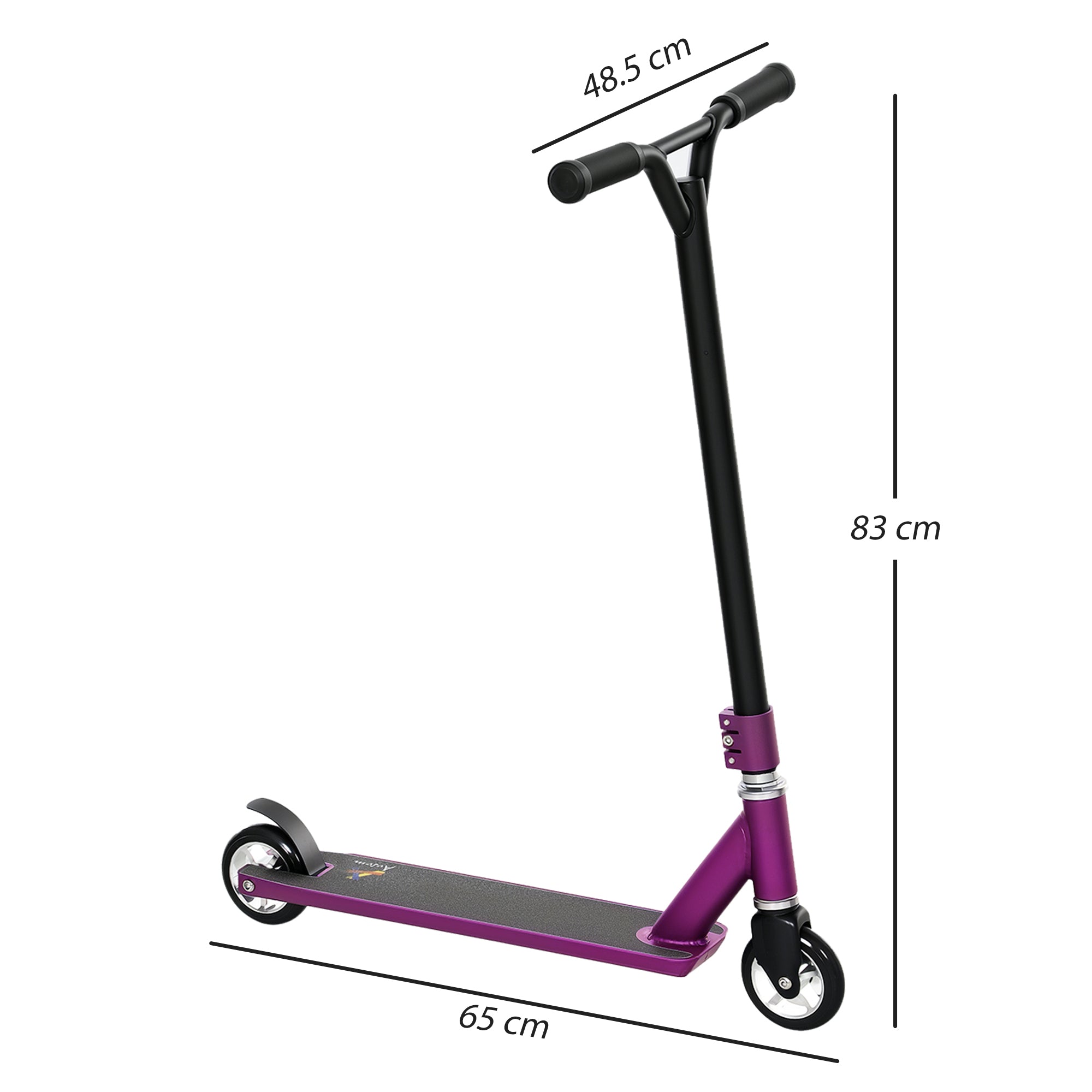 HOMCOM Stunt Scooter, 360√Ç¬∞ Entry Level Tricks Scooter w/ Lightweight Aluminium Deck and ABEC 7 Bearing, For Age 14+ Beginners, Purple