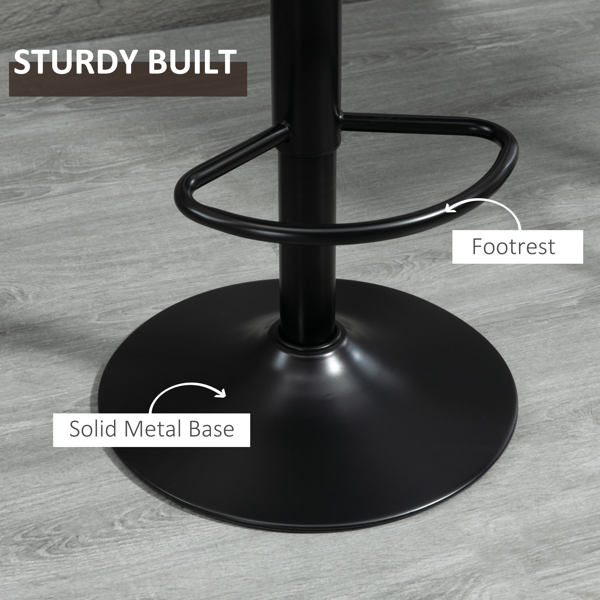 HOMCOM Bar Stools Set of 2, Swivel Counter Height Barstools with Back, Adjustable Bar Chairs, Breakfast Dining Stools for Kitchen Island Counter with Adjustable Steel Footrest & Base, Brown