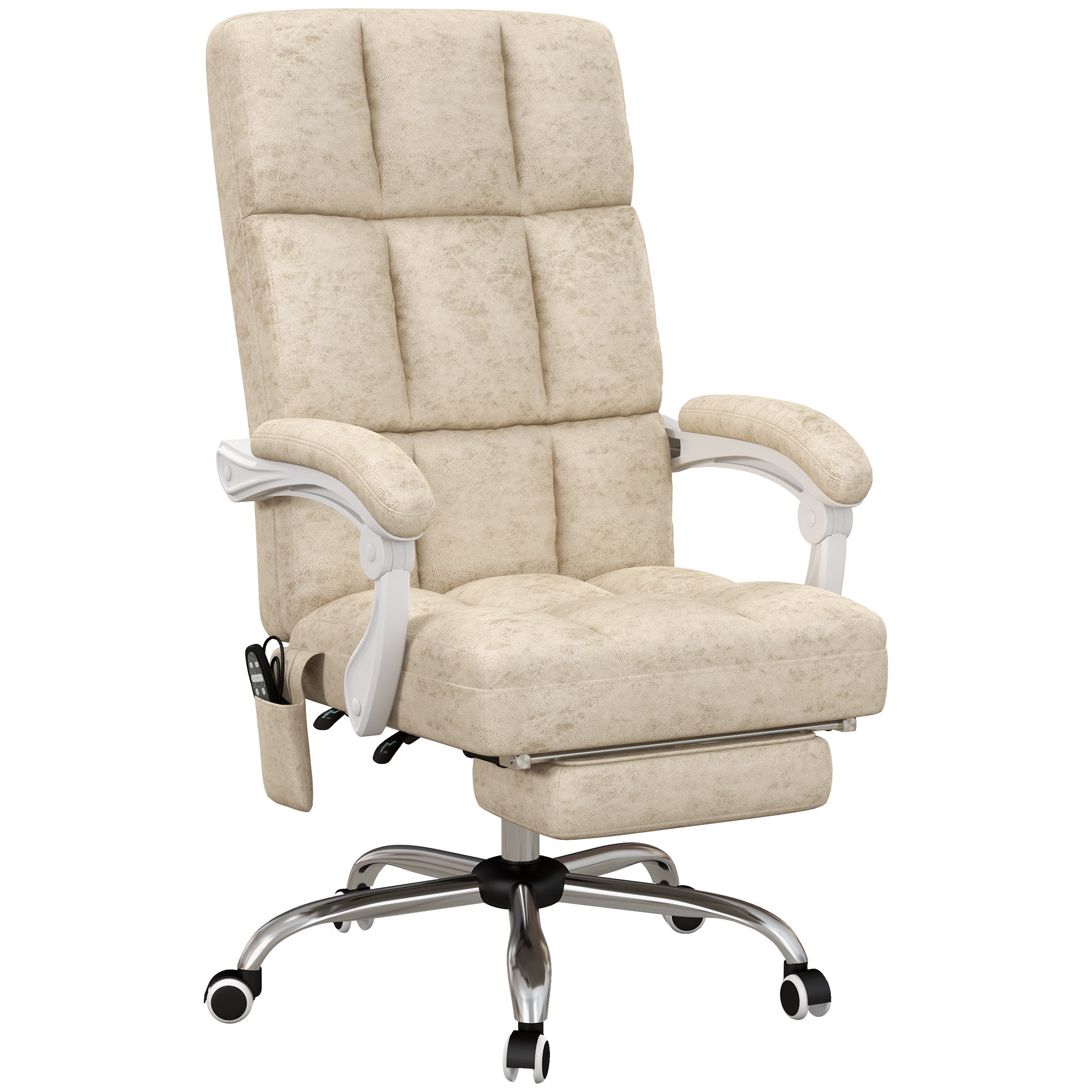 Vinsetto Massage Office Chair, Ergonomic Desk Chair, Comfy Work Study Chair with Heat, Padded Seat, 135√Ç¬∞ Reclining Back and Footrest for Home Office, Beige