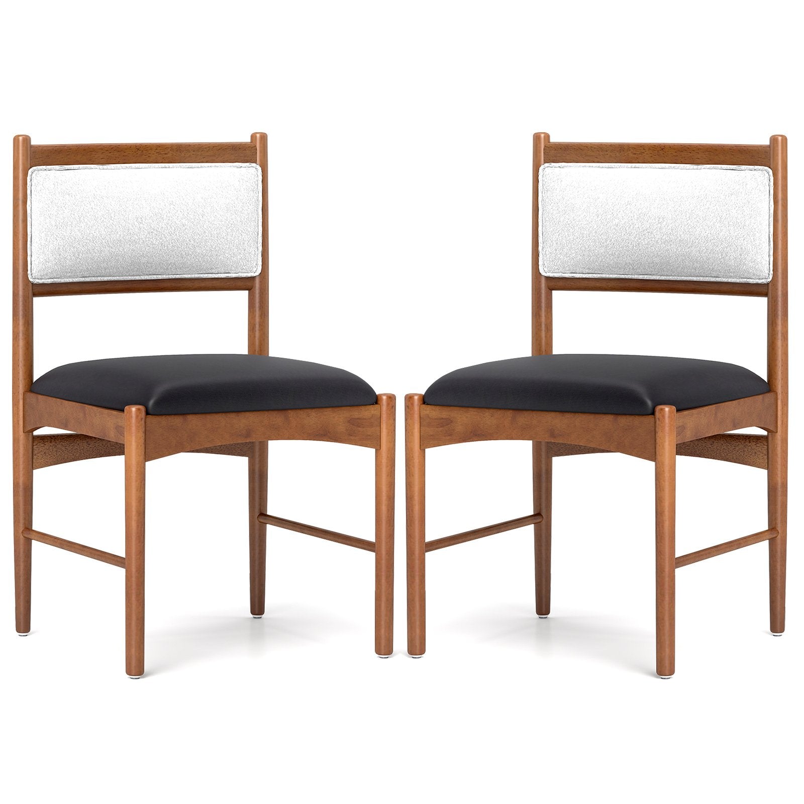 Wooden Dining Chair with Rubber Wood Frame Set of 2-Walnut