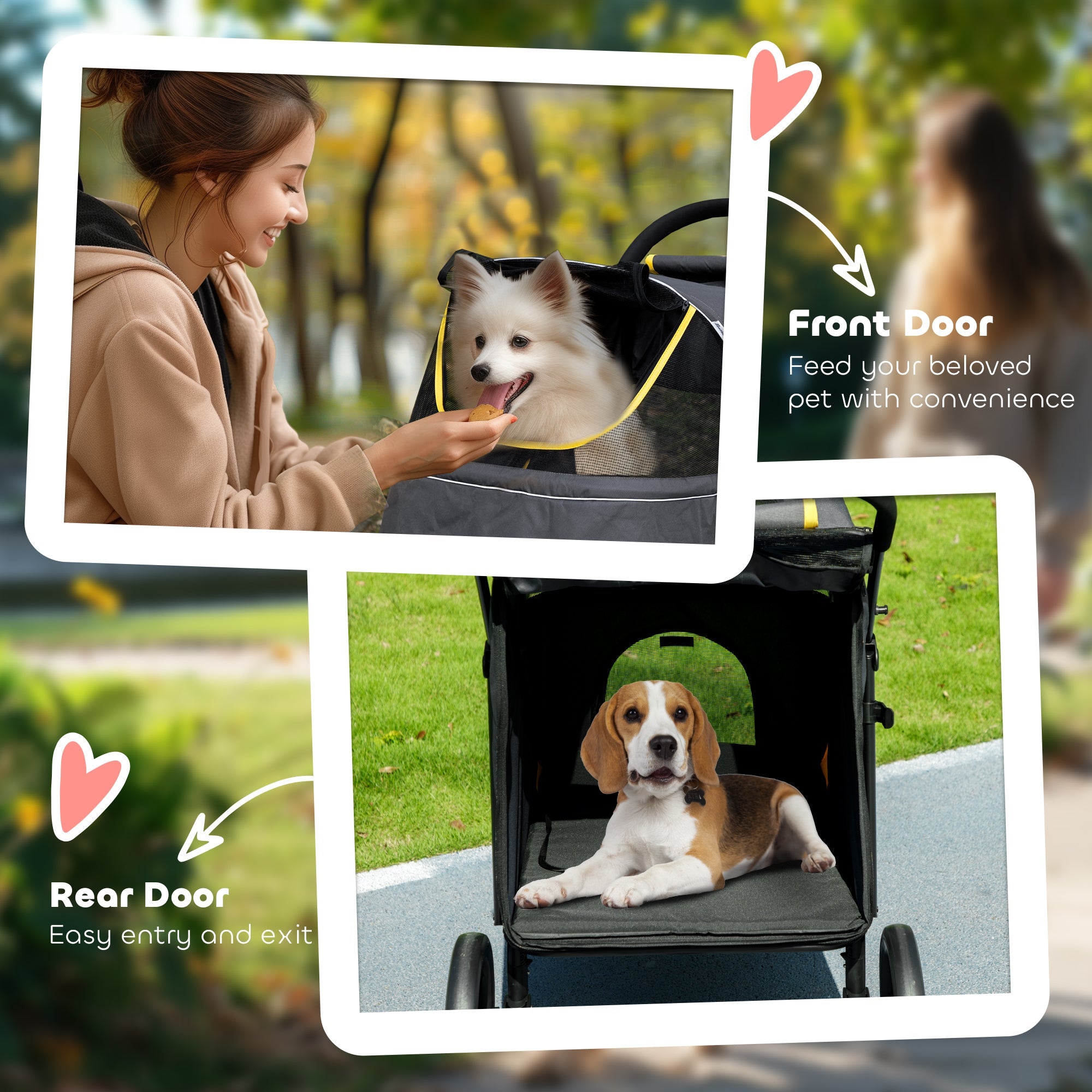 PawHut Foldable Pet Stroller, with Universal Wheels, Shock Absorber, for Medium and Large Dogs - Grey