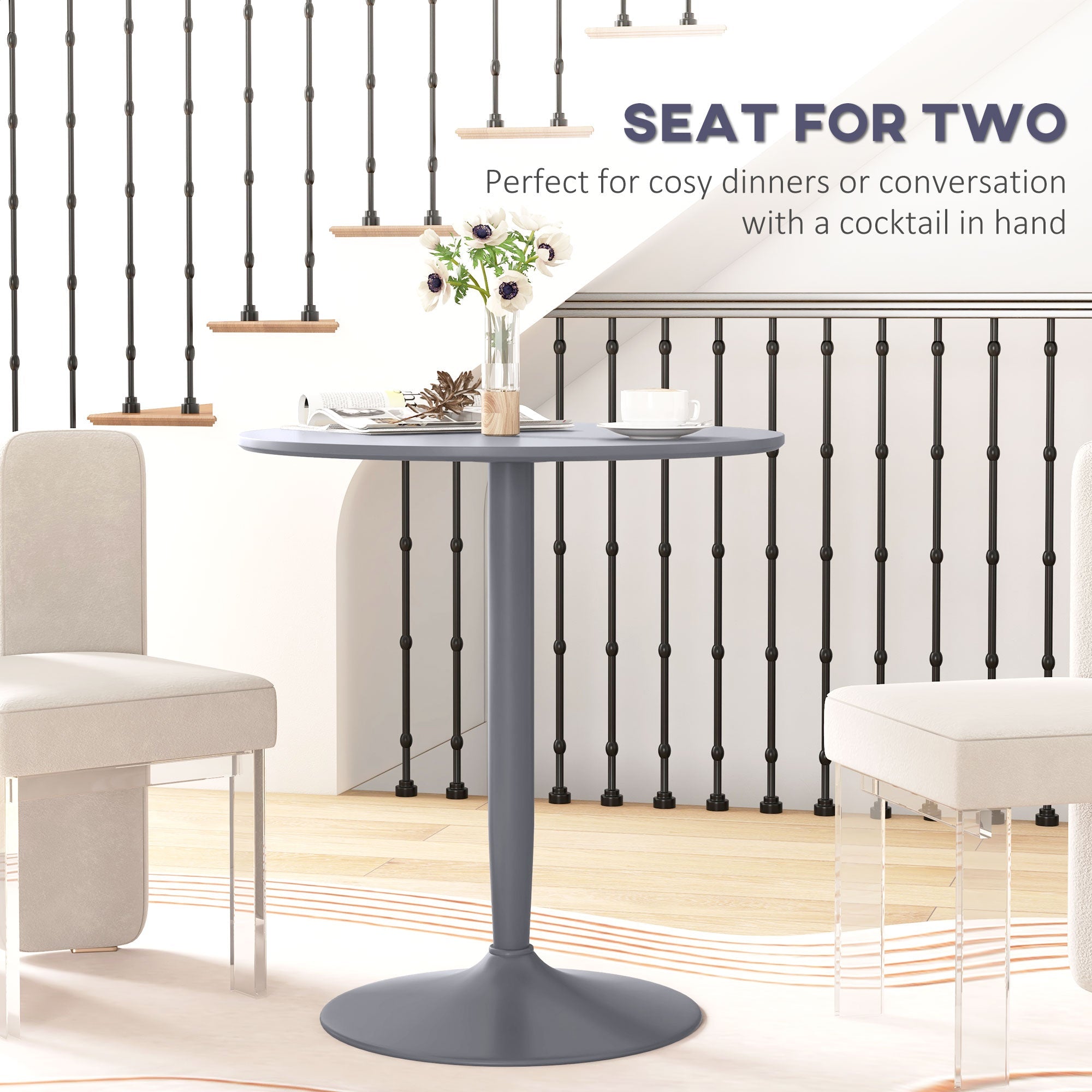 HOMCOM 75H x 70cm Two-Person Minimalistic Dining Table - Grey