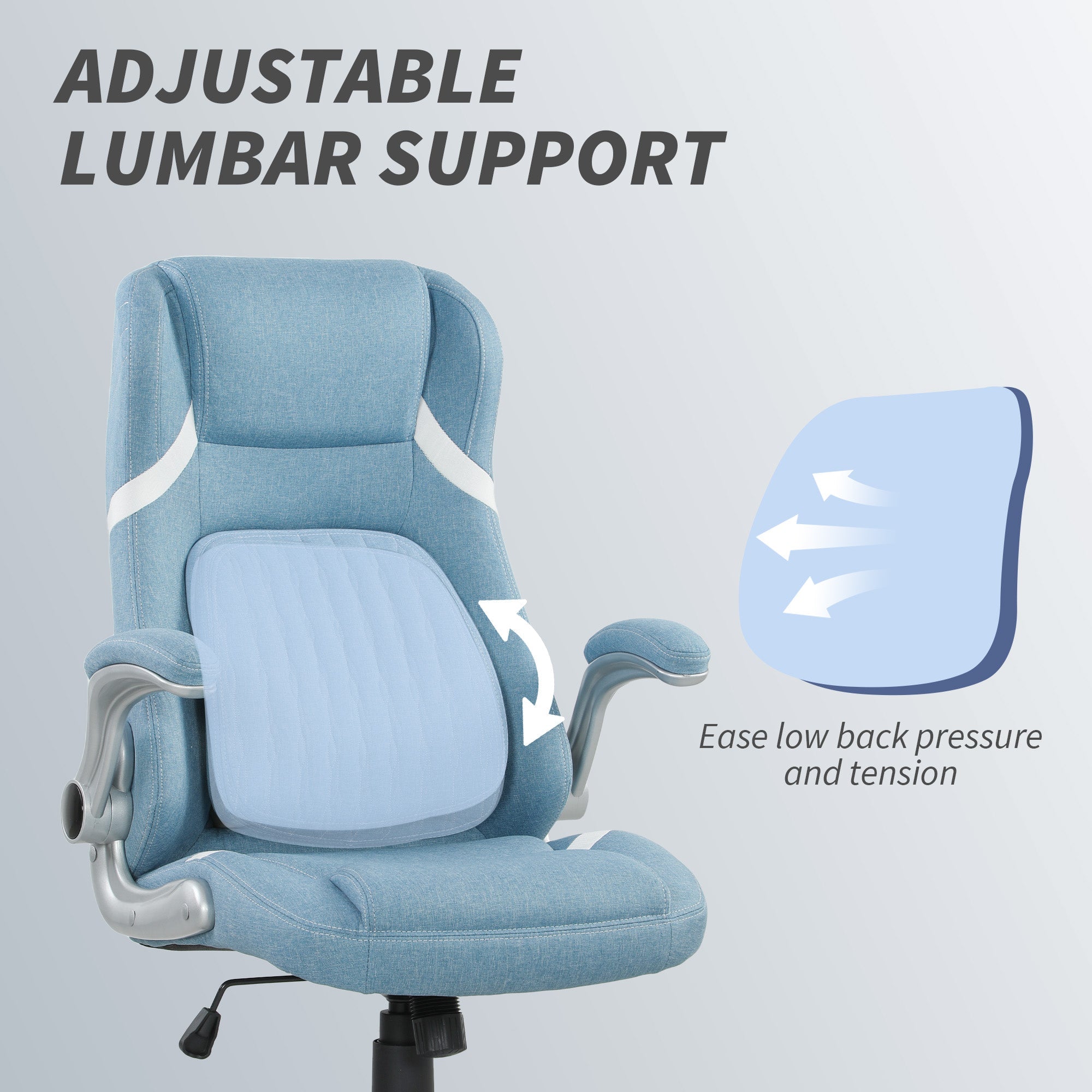 Vinsetto Linen-Look Office Chair, with Adjustable Height and Tension - Blue