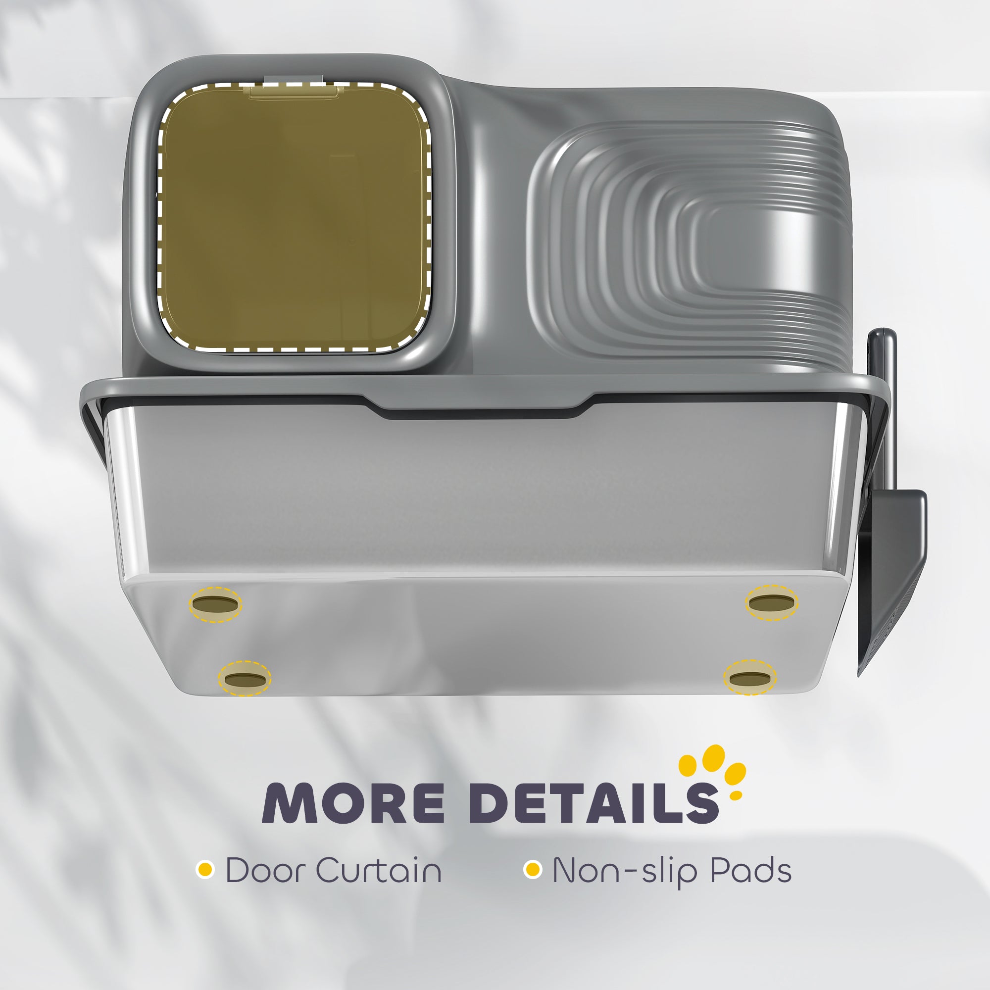 PawHut 65L Extra Large Stainless Steel Litter Tray with Plasma Deodoriser System, High Sided, Easy to Clean & Odour-Resistant