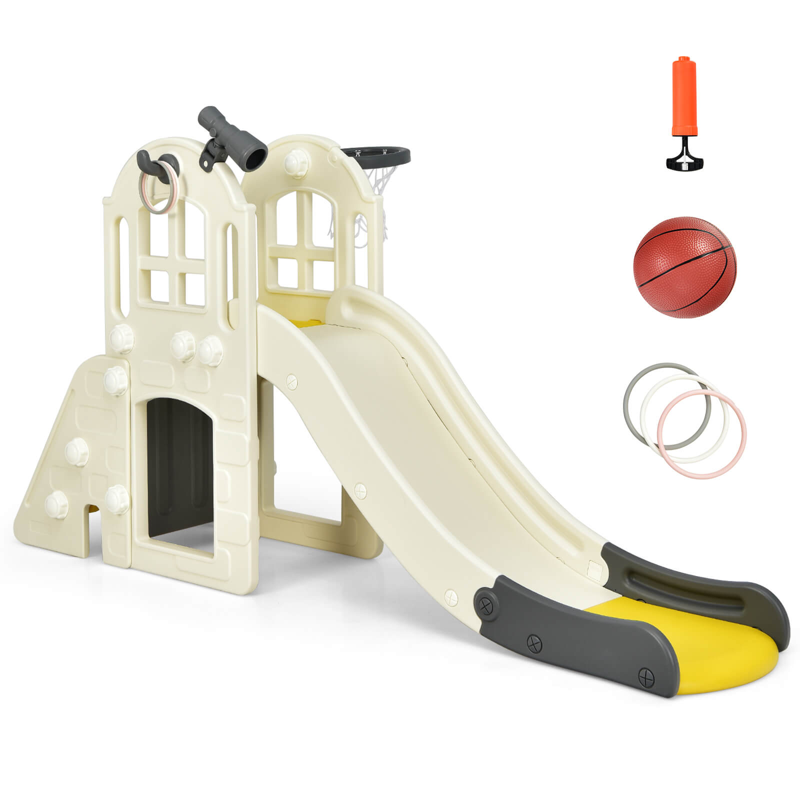 6-In-1 Toddler Climber Slide Playset-Yellow