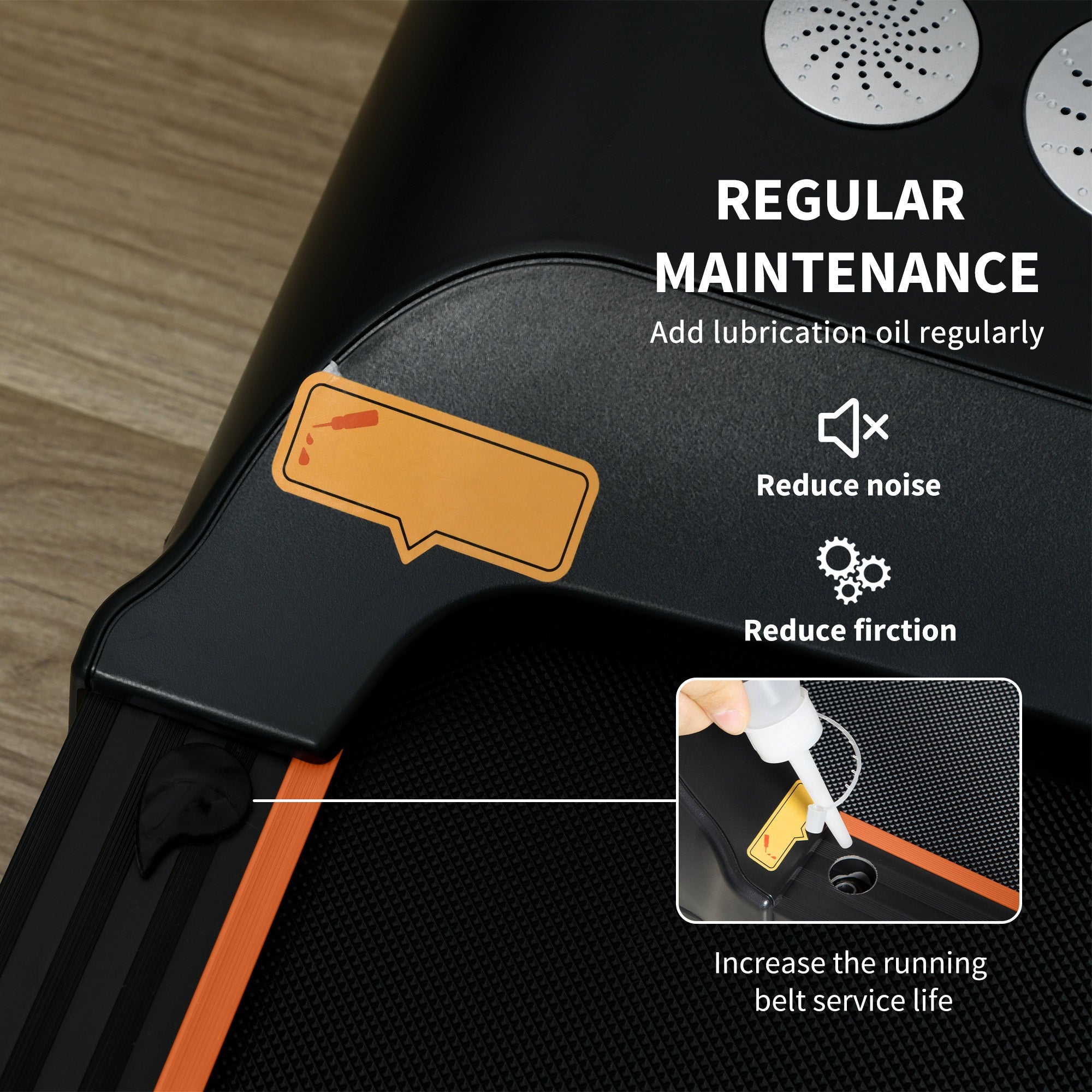 HOMCOM Foldable Walking Treadmill, with LED Display and Wheels, for Home, Office, Fitness Studio, Orange