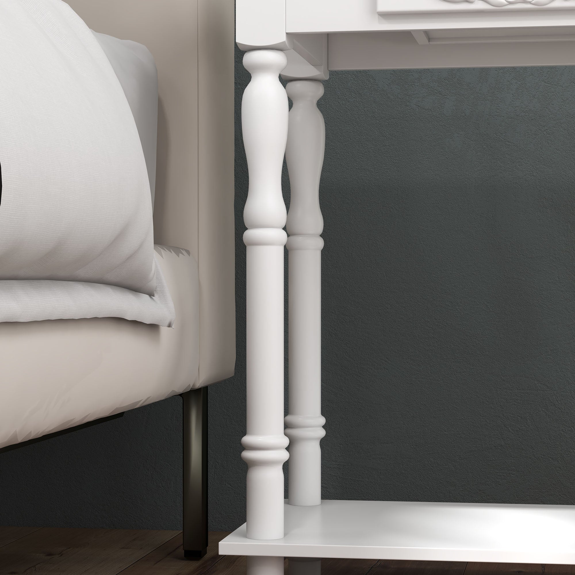 HOMCOM Console Table Modern Sofa Side Desk with Storage Shelves Drawers for Living Room Entryway Bedroom White