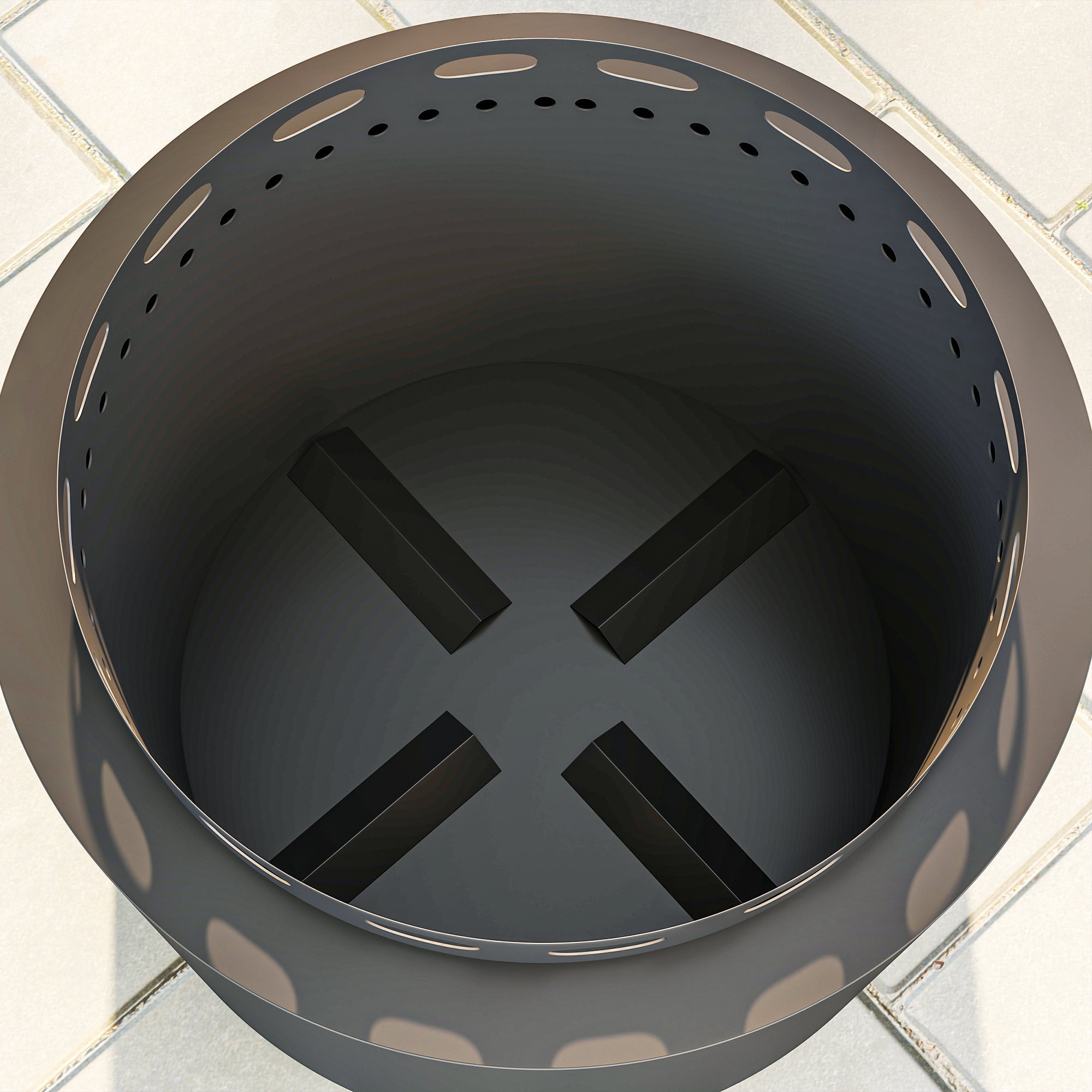 Outsunny Smokeless Fire Pit, 48.5cm Portable Wood Burning Firepit with Poker for Garden Camping Bonfire Party, Metal, Dark Grey