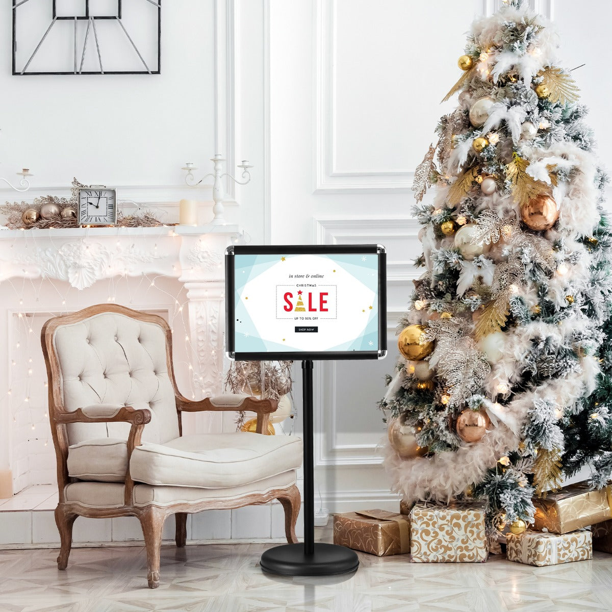 A3 Adjustable Poster Stand with Adjustable Height and 360¬∞ Rotation-Black