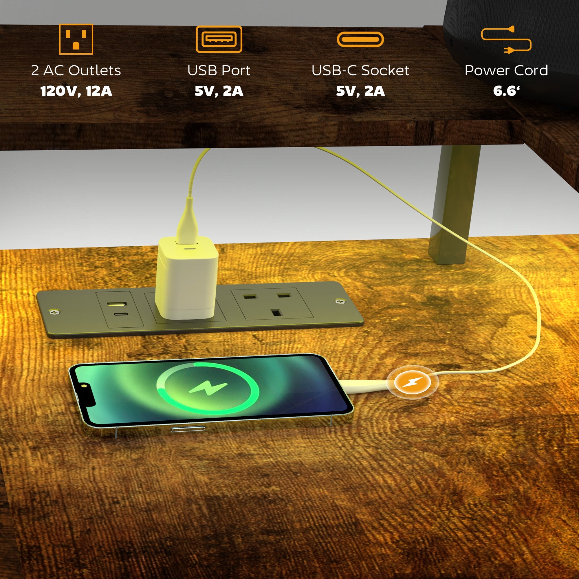 HOMCOM LED Light 'L' Computer Desk, with Shelves - Brown