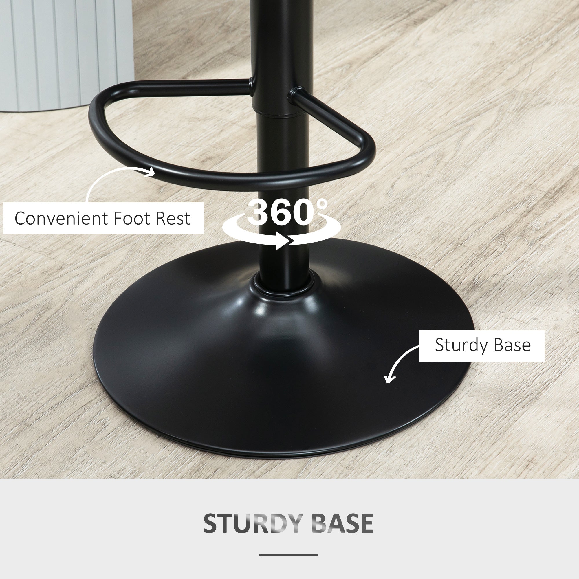 HOMCOM Bar Stools Set of 2, Swivel Counter Height Barstools with Back, Adjustable PU Leather Bar Chairs, Modern Armless Kitchen Island Stool, Dark Grey