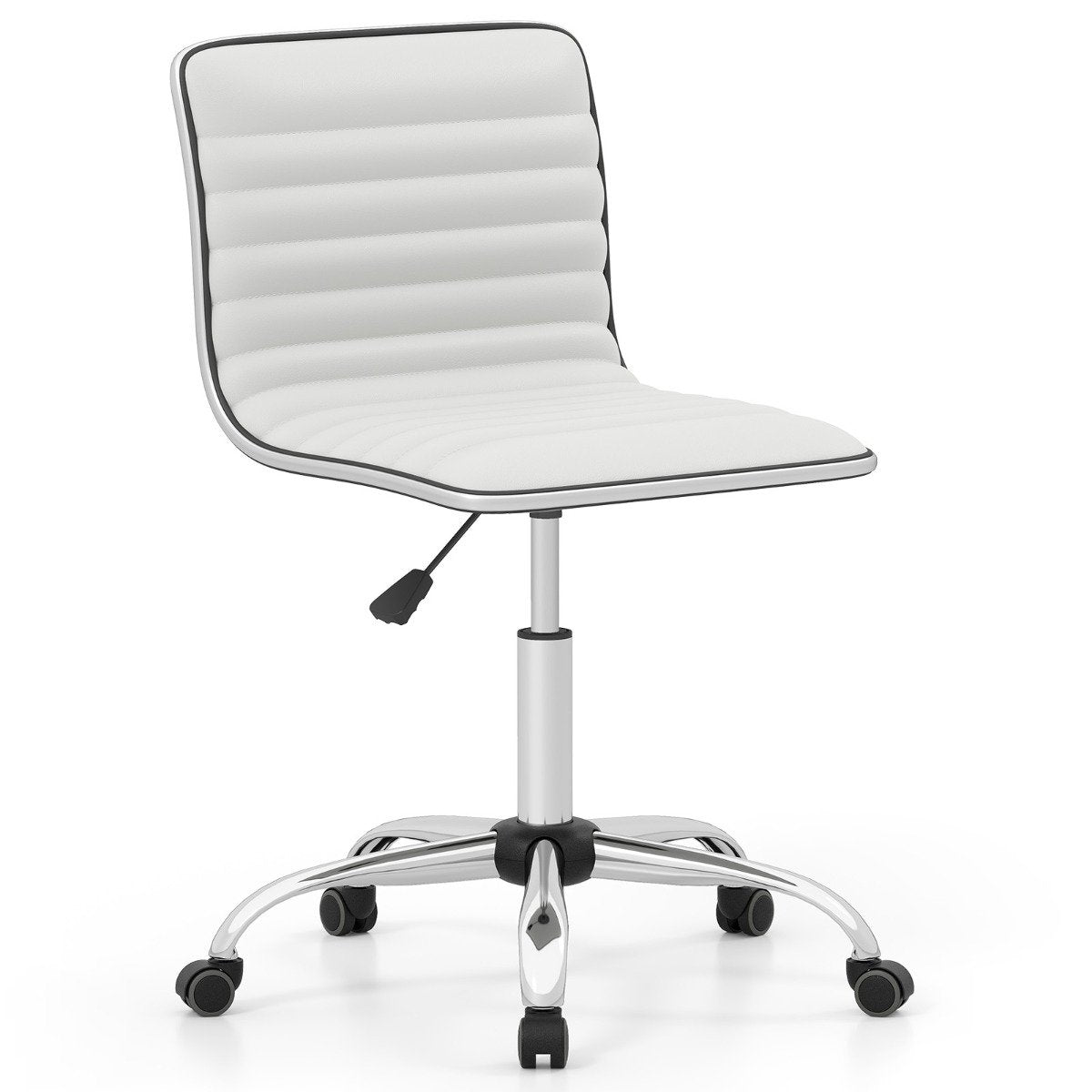 Adjustable Office Chair with Swivel Seat and Universal Wheels-White