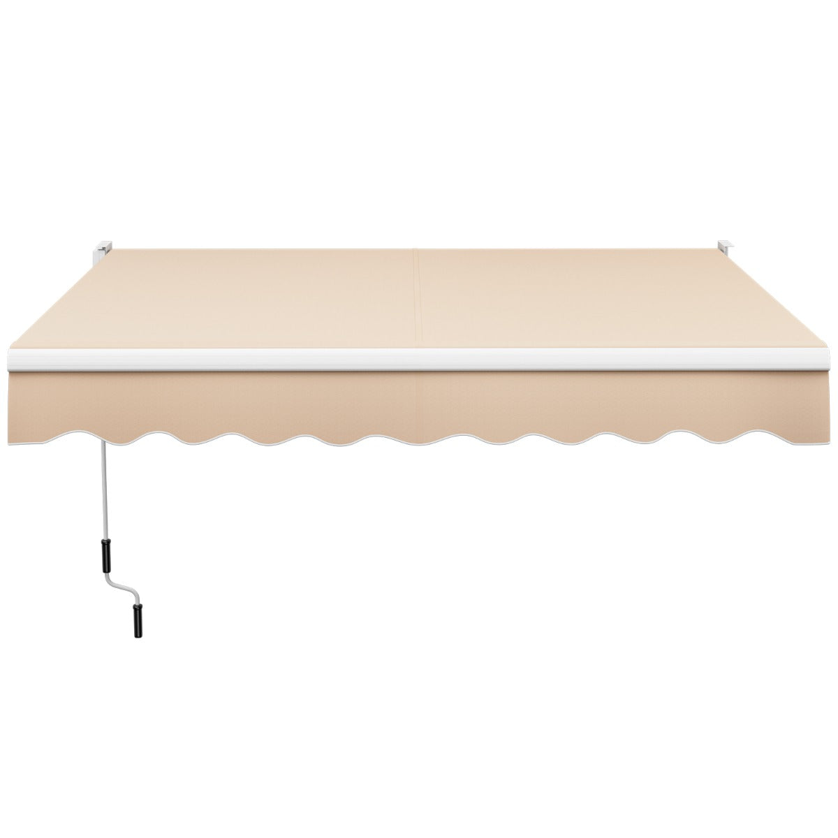 Aluminum Patio Sun Shade with Crank Handle and Water-Resistant Polyester-Beige