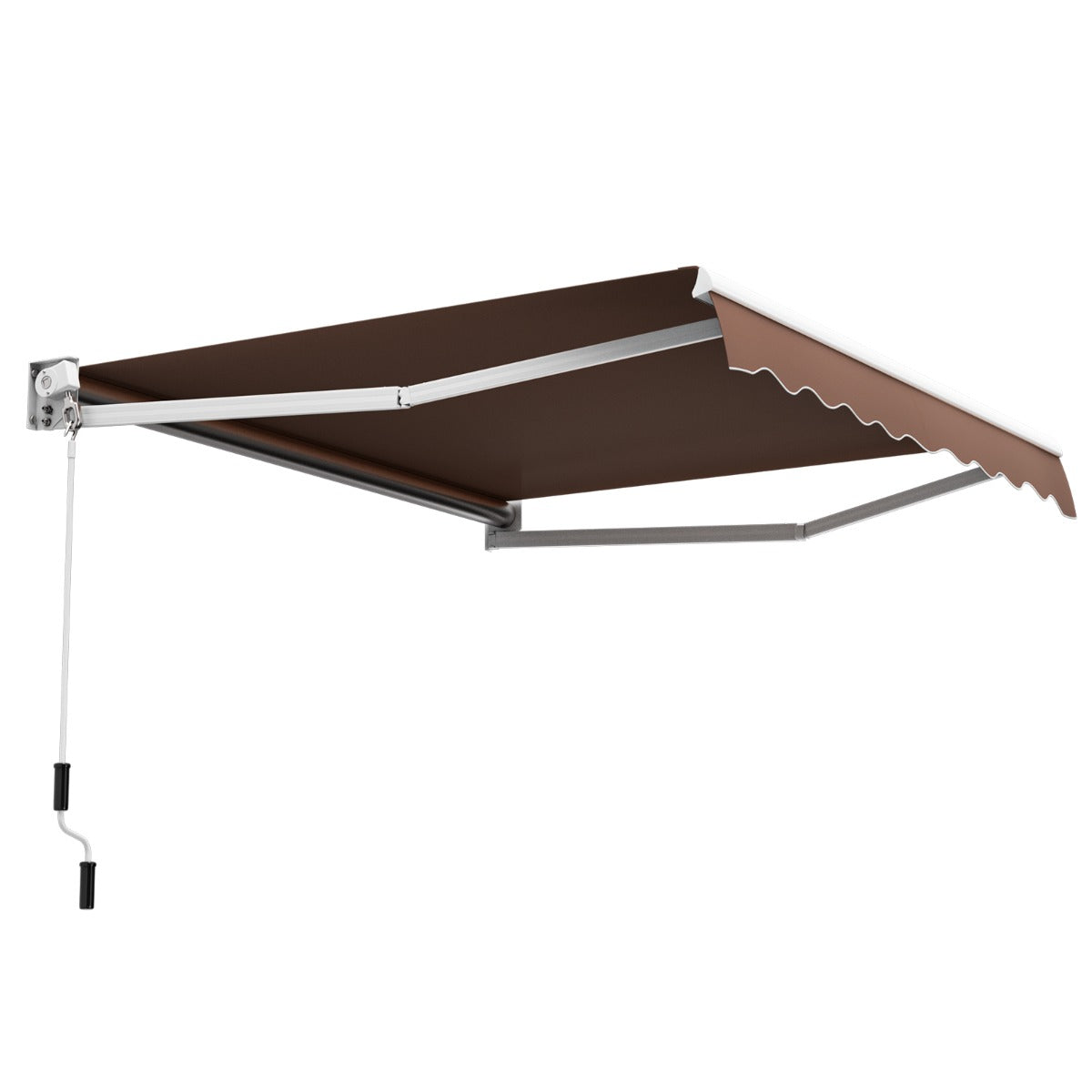 Aluminum Patio Sun Shade with Crank Handle and Water-Resistant Polyester-Brown