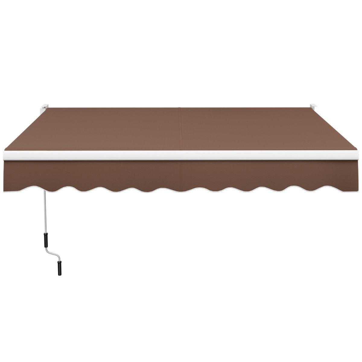 Aluminum Patio Sun Shade with Crank Handle and Water-Resistant Polyester-Brown
