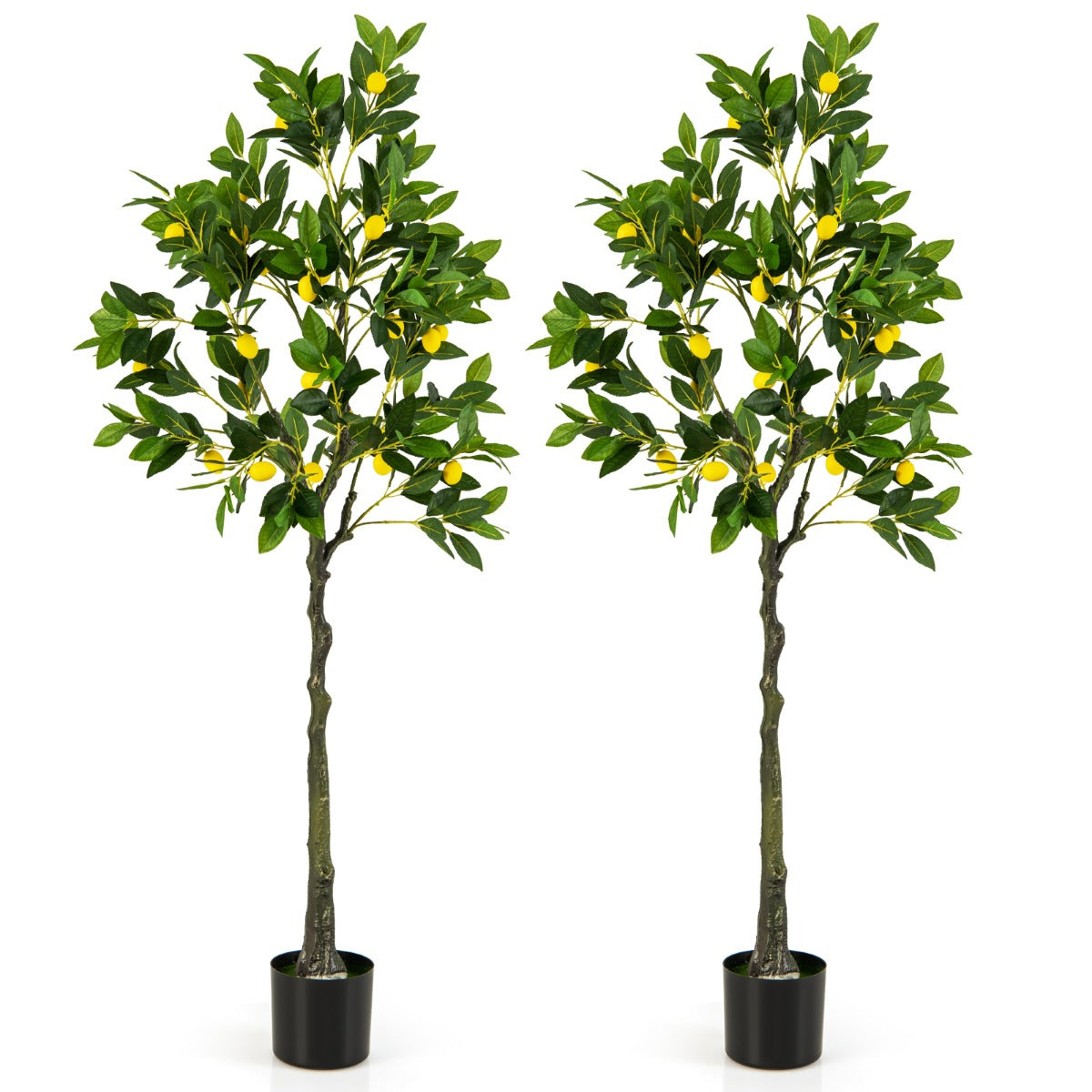 80/120/160cm Tall Fake Lemon Plant with Lemon Fruits and Cement Pot-1.6M