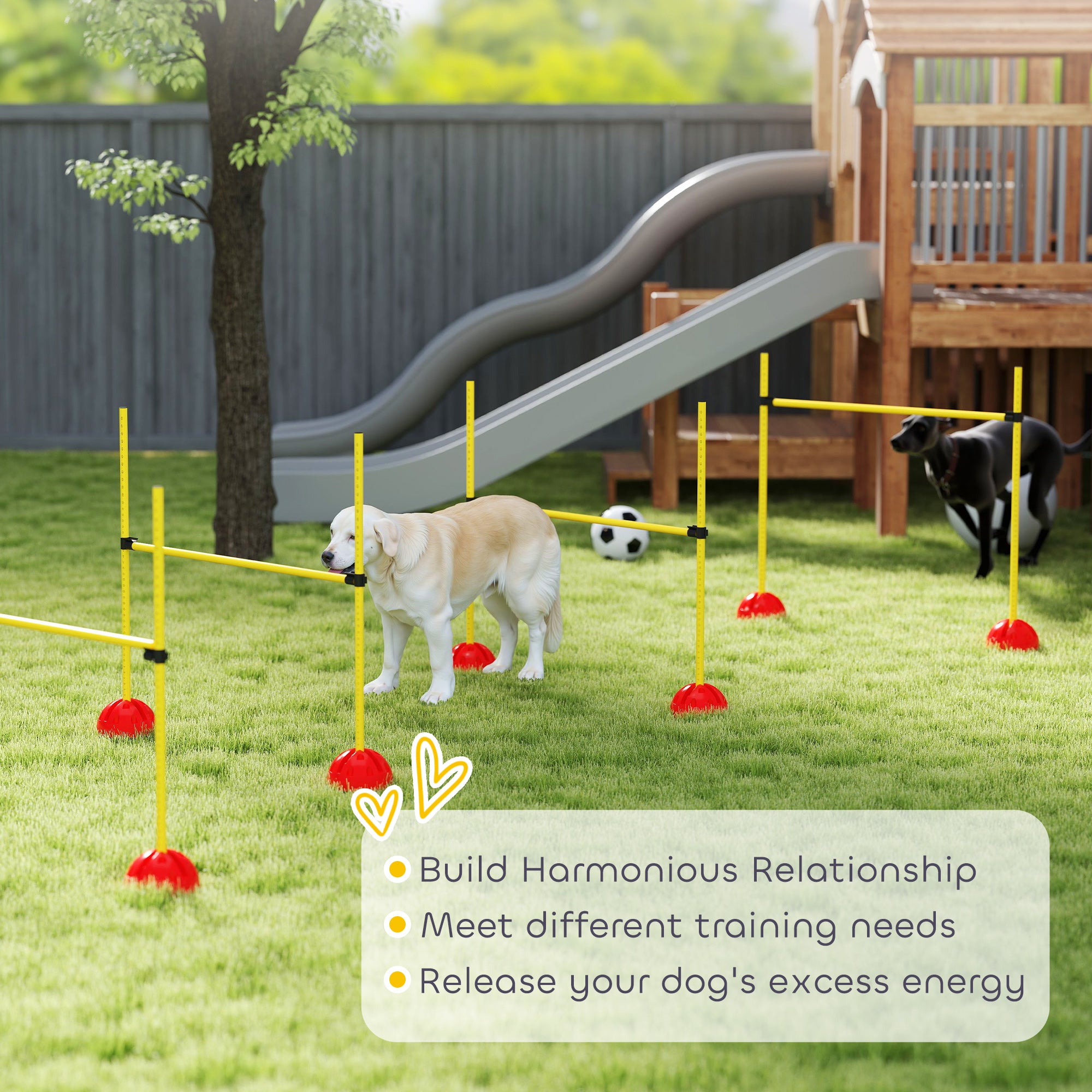 PawHut 4-piece Dog Agility Equipment with 4 Hurdles, Bag for Jump, Training, Yellow