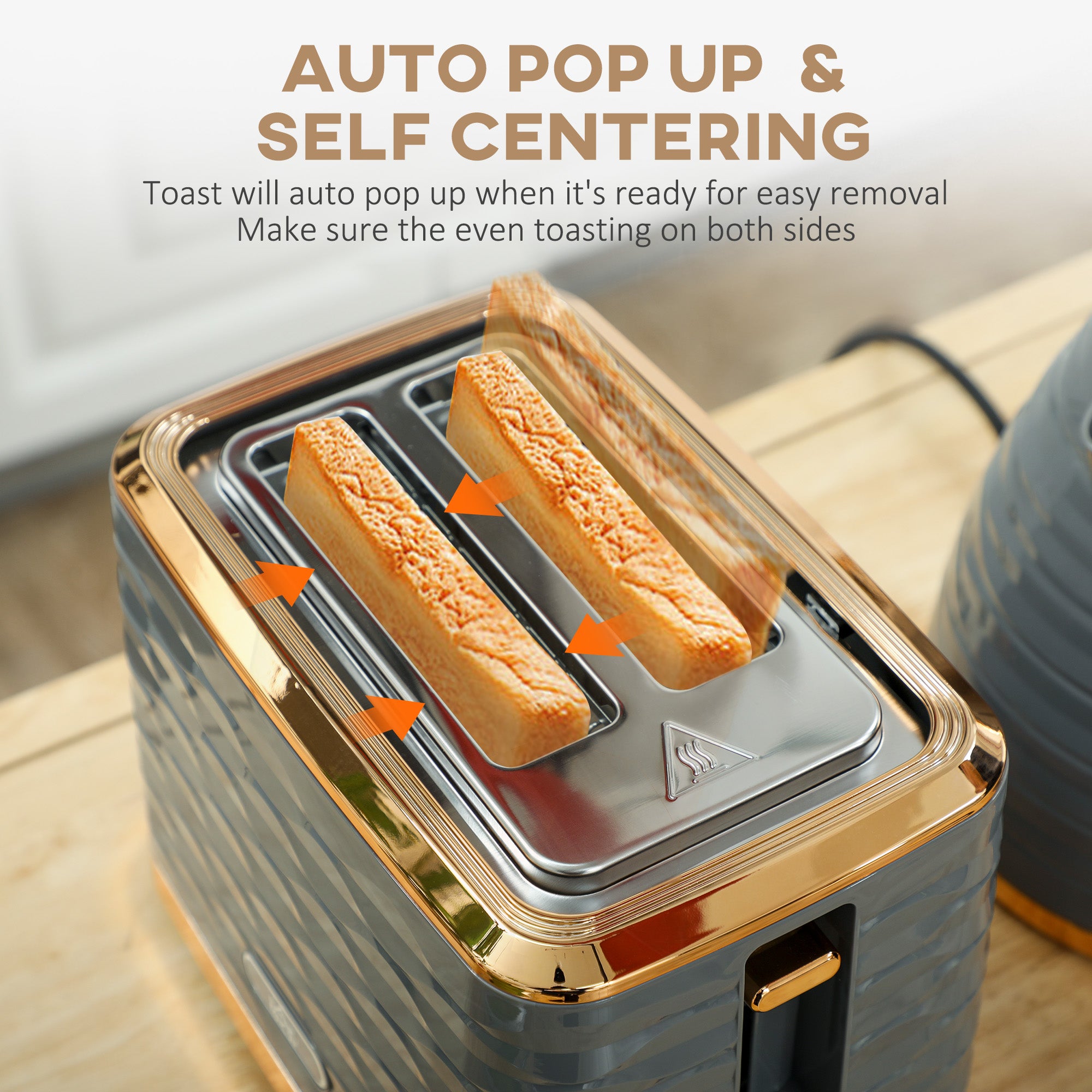 HOMCOM 3000W 1.7L Rapid Boil Kettle & 2 Slice Toaster, Kettle and Toaster Set with 7 Browning Controls and Crumb Tray, Grey