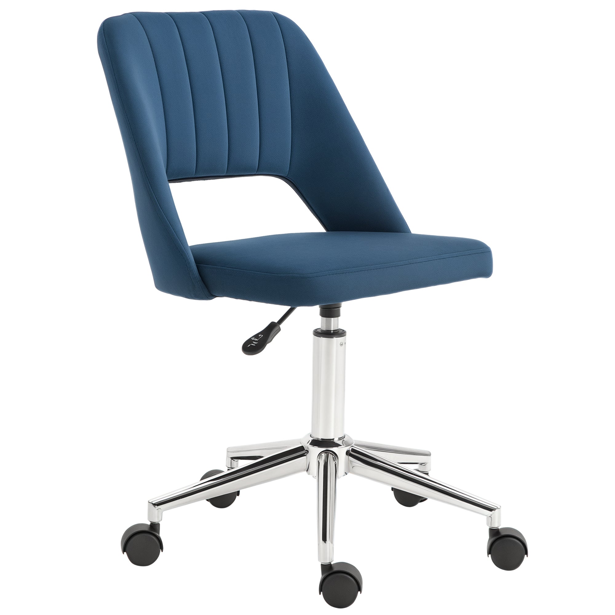 Vinsetto Armless Velvet-Feel Office Chair - Dark Blue