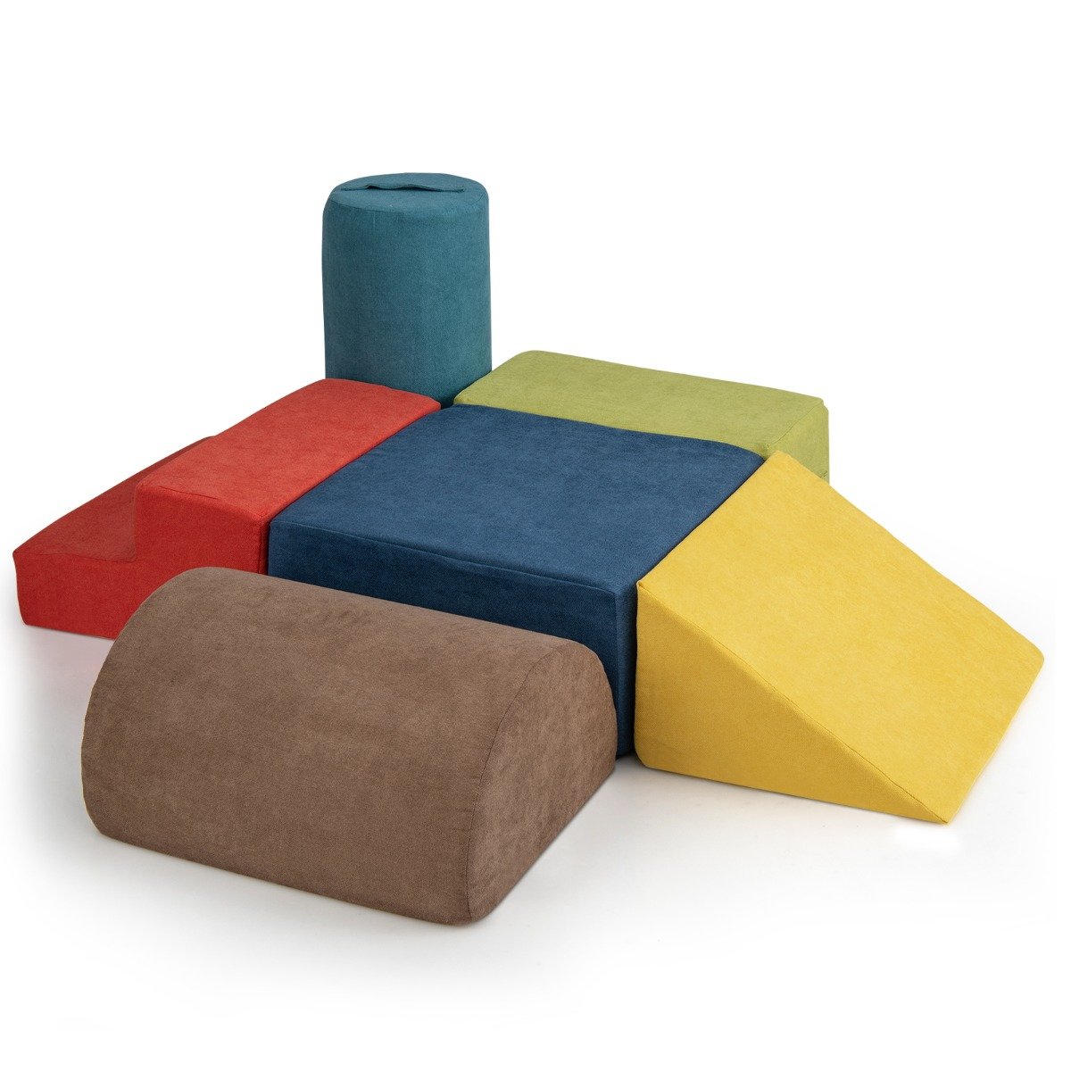 6-Piece Baby Climbing Blocks with Skin-Friendly Chenille Fabric-Multicolor