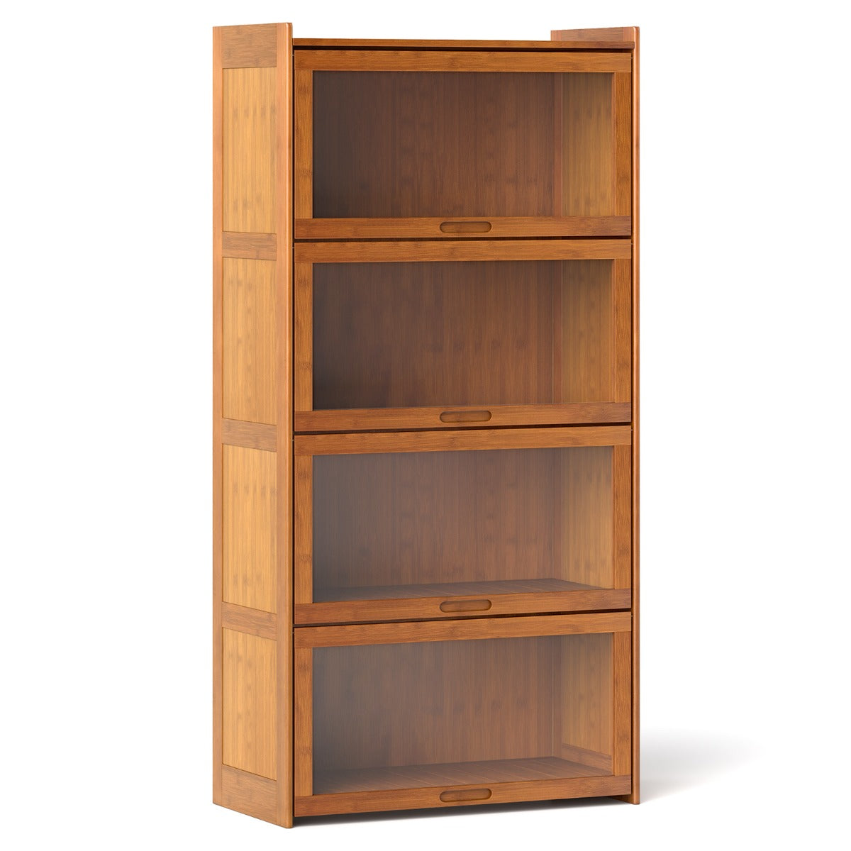 Bamboo Bookshelf with See-through Acrylic Doors-Brown