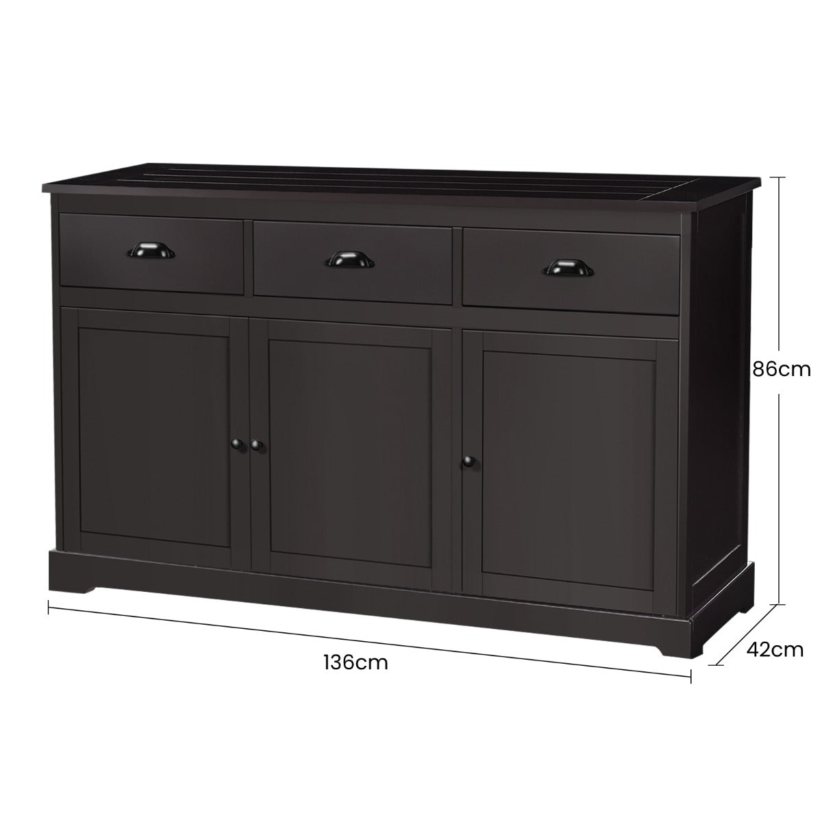 Buffet Sideboard with Cabinets Drawers and Adjustable Shelf-Brown