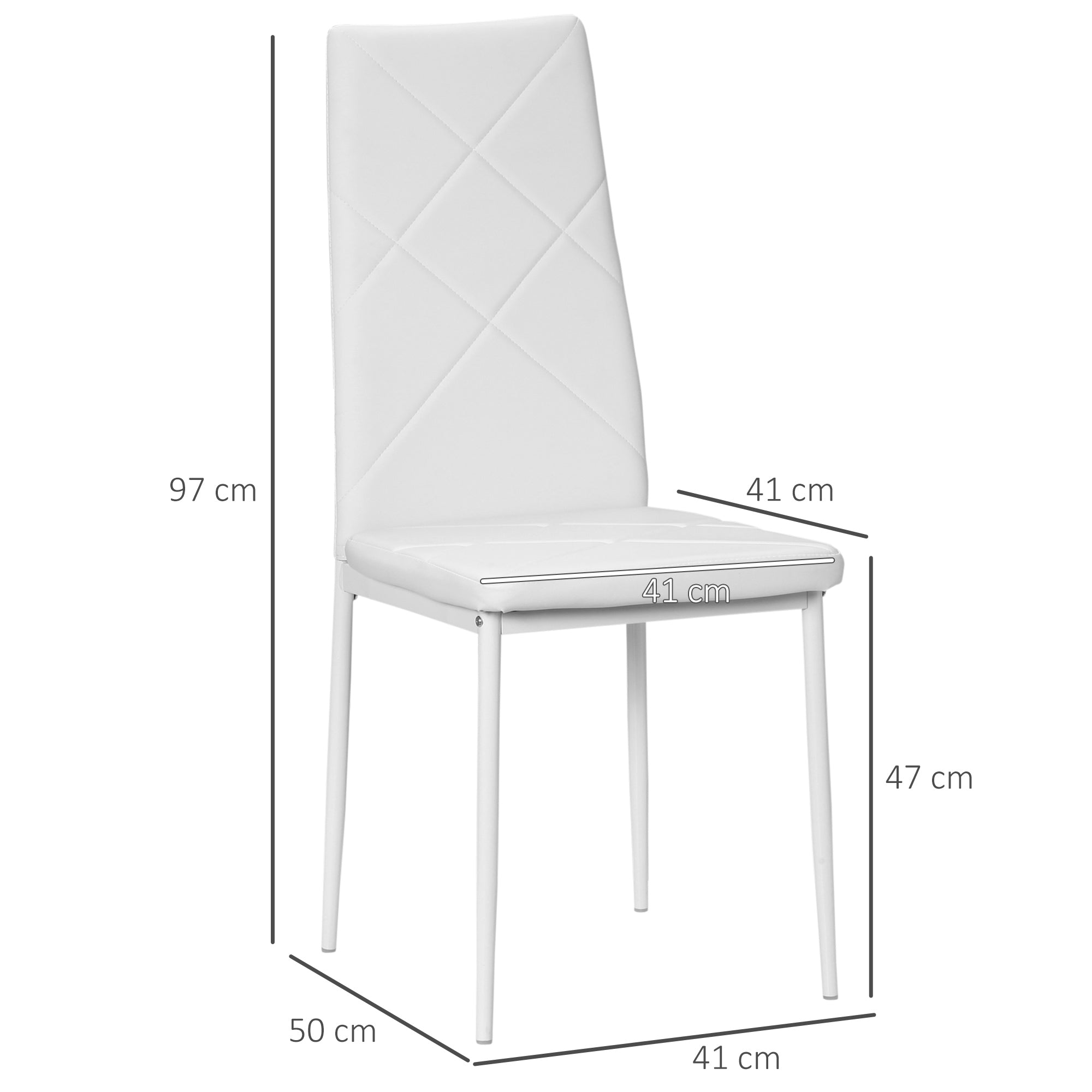 HOMCOM Set of 4 Faux Leather Dining Chairs - White